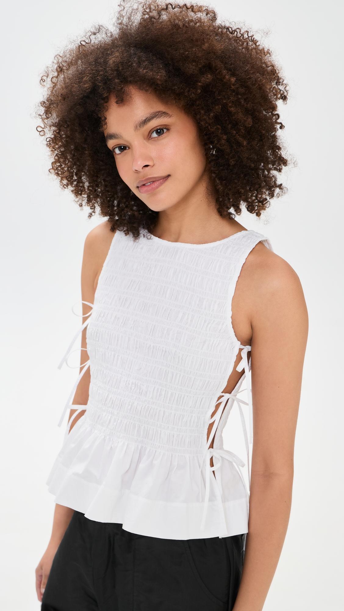 cotton poplin smock tie string top