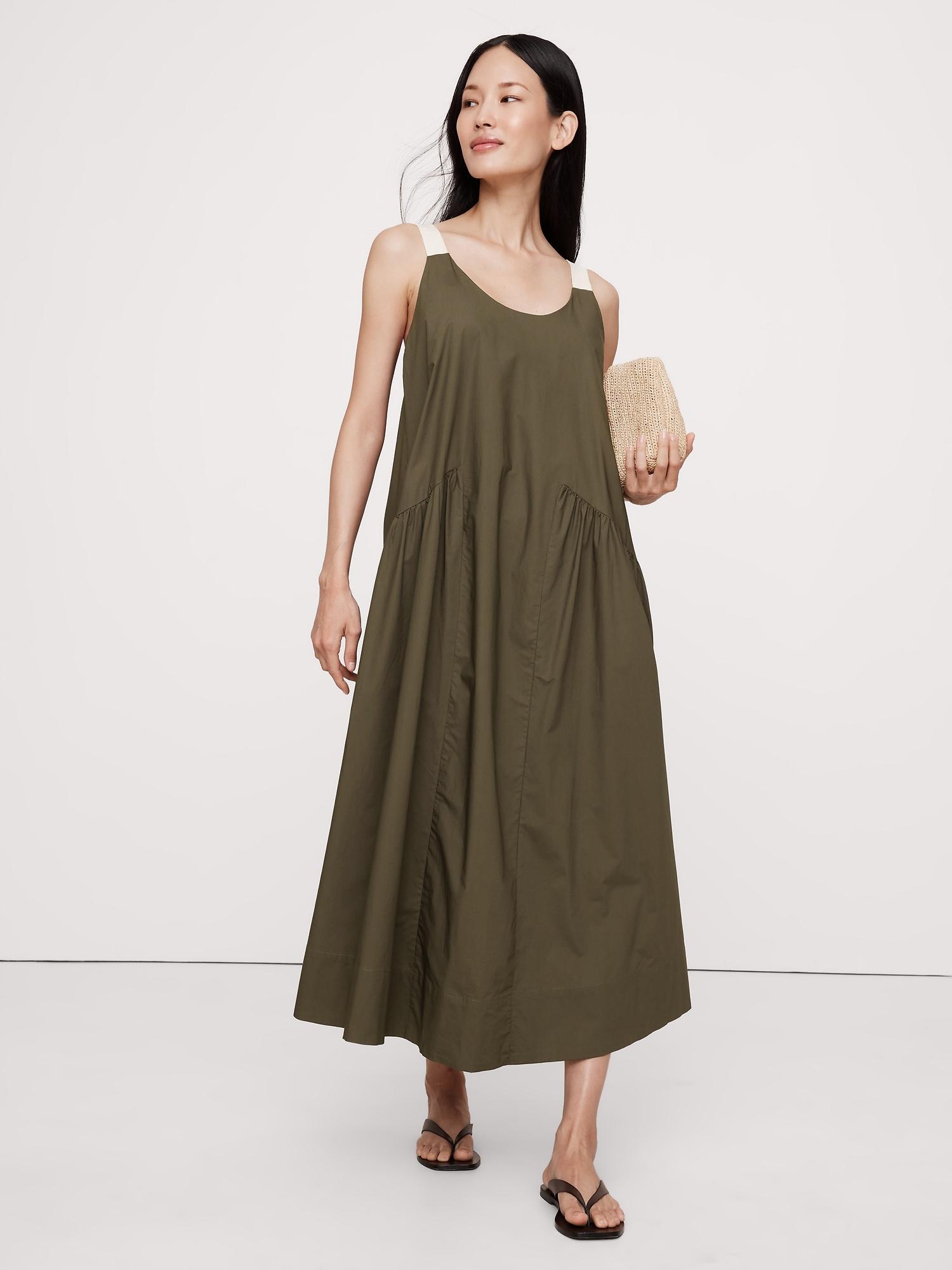 cotton poplin swing maxi dress