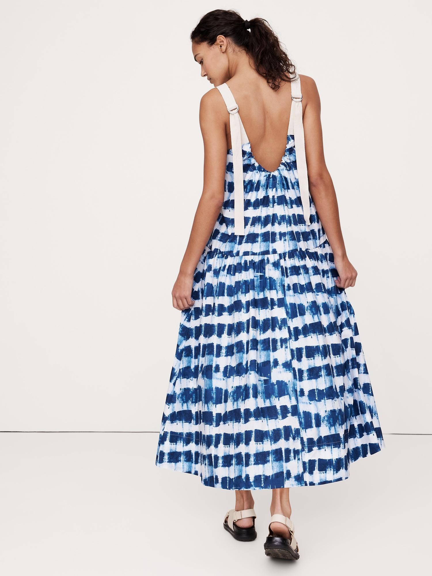 cotton poplin swing maxi dress