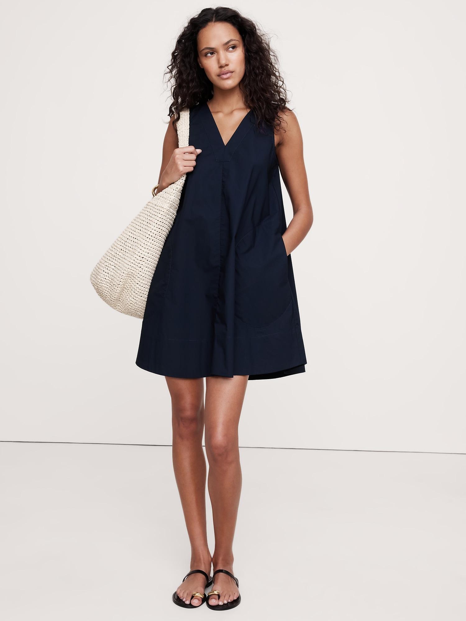 cotton poplin swing mini dress