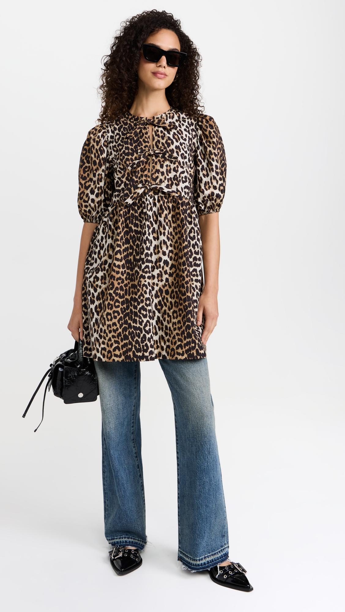 cotton poplin tie string mini dress