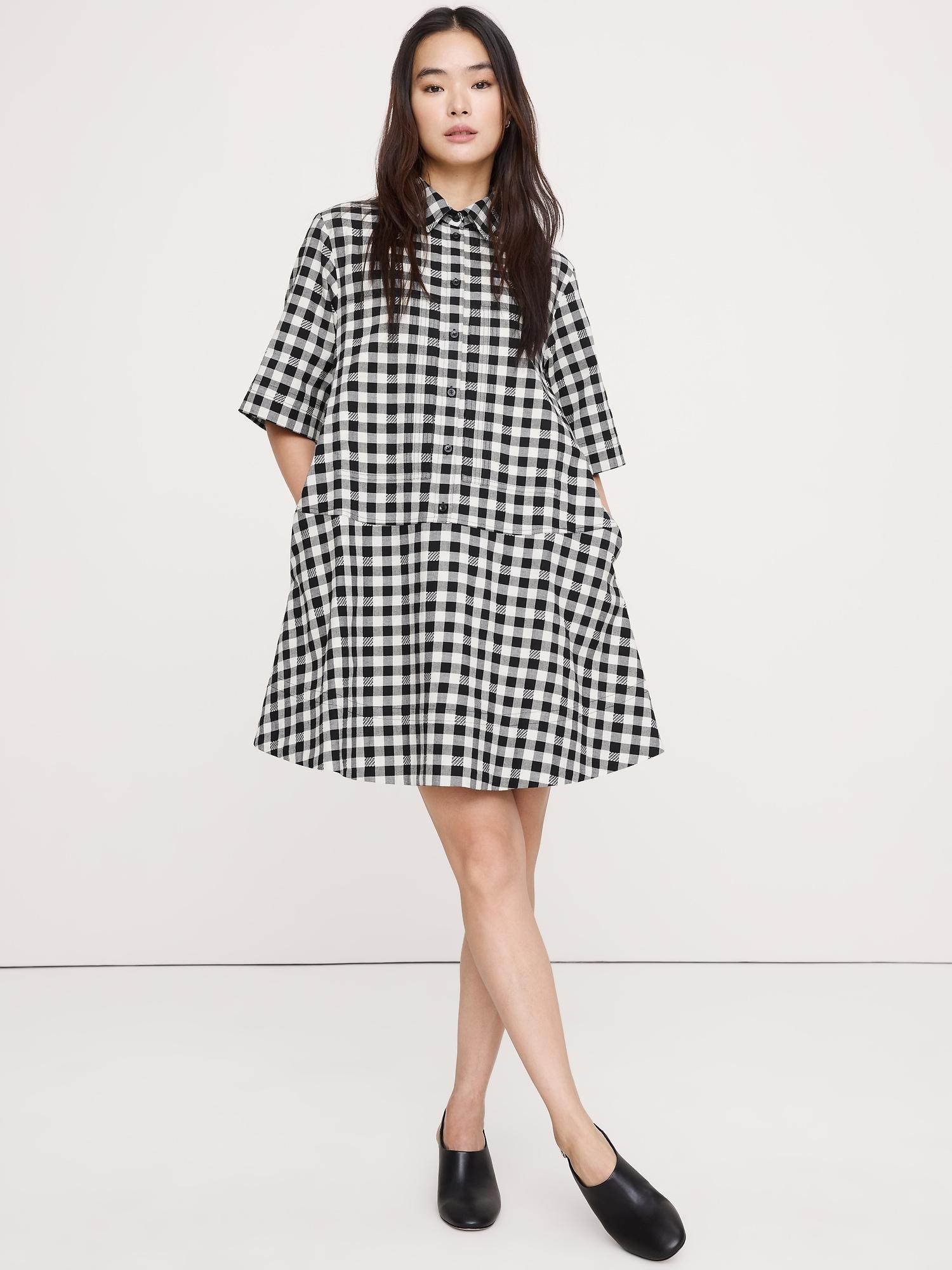 cotton poplin trapeze mini shirt dress