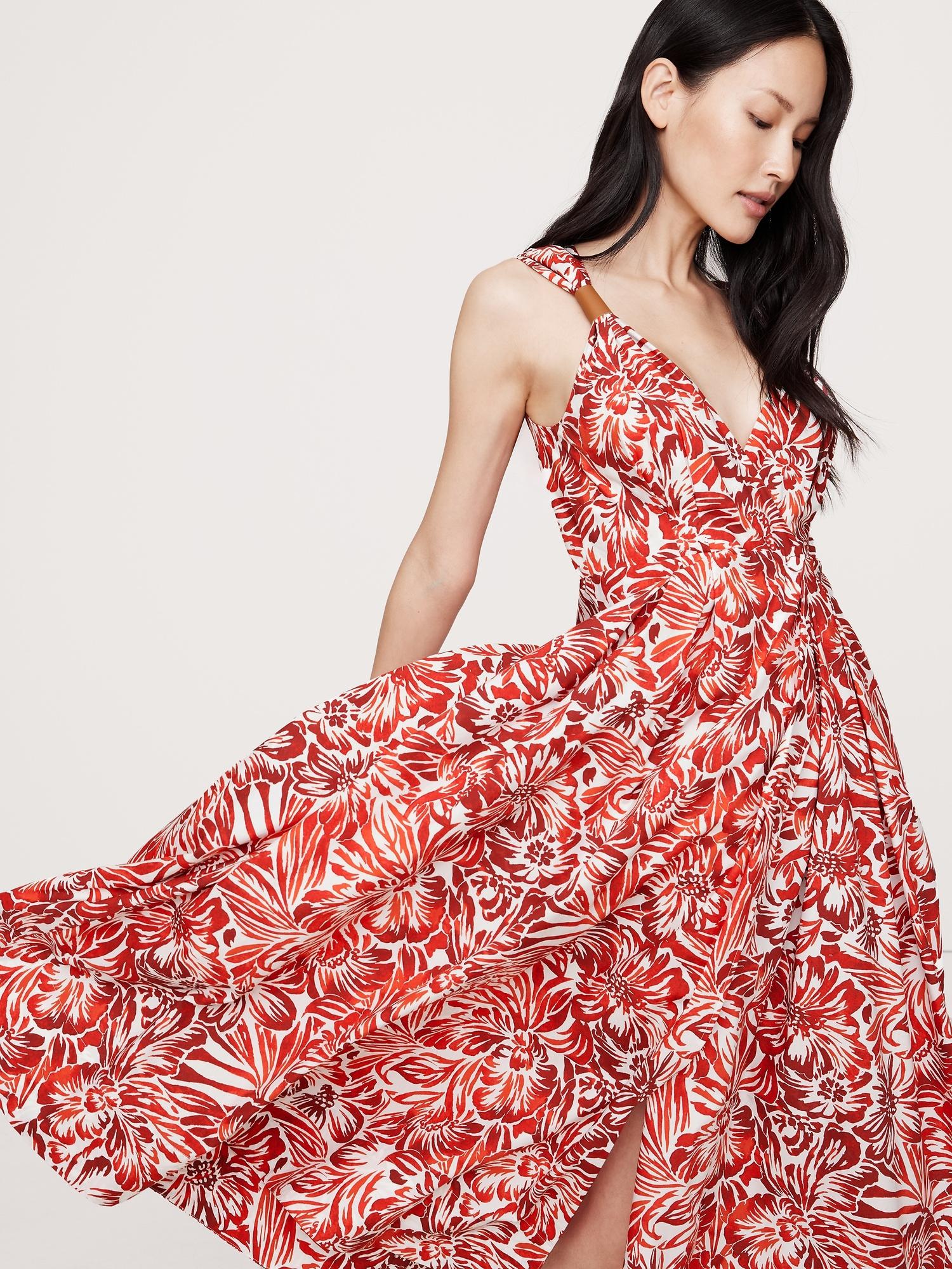 cotton poplin wrap maxi dress