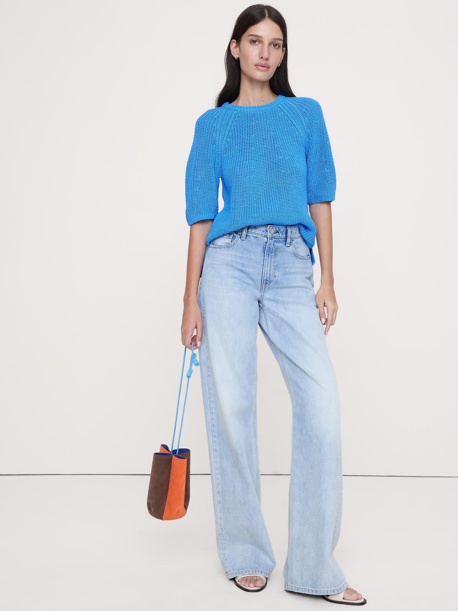 cotton puff-sleeve sweater