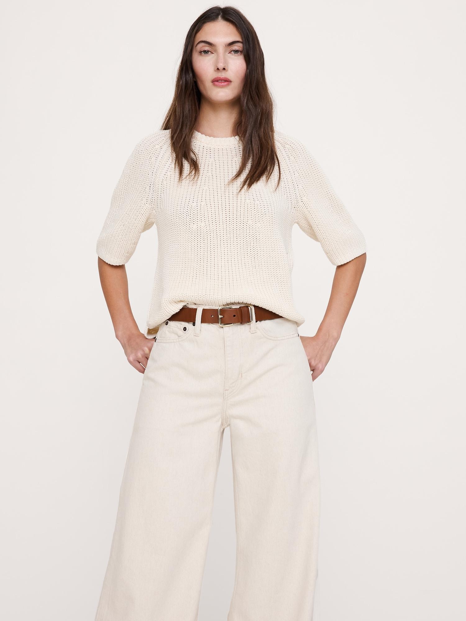 cotton puff-sleeve sweater