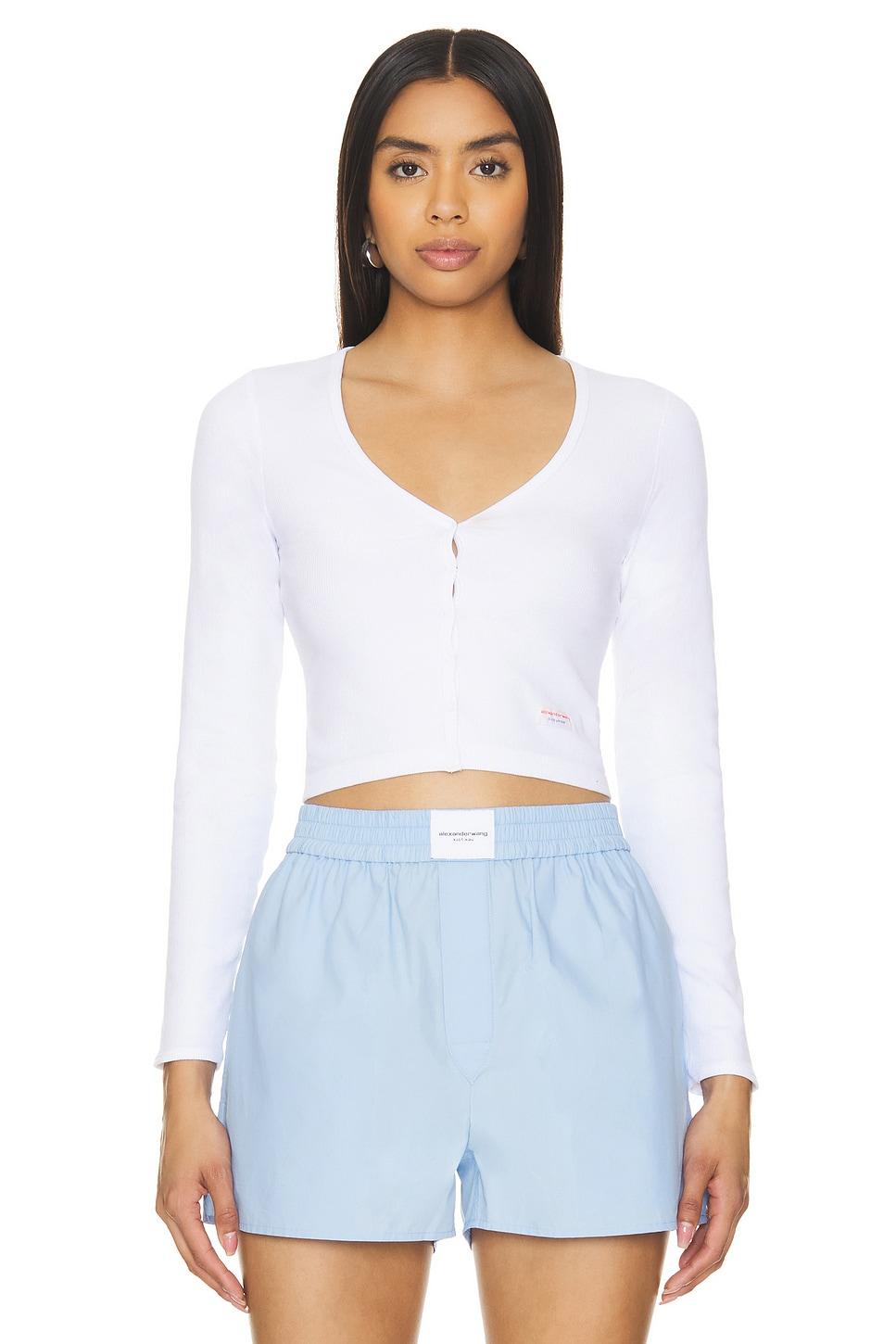 cotton rib long sleeve v neck cardigan