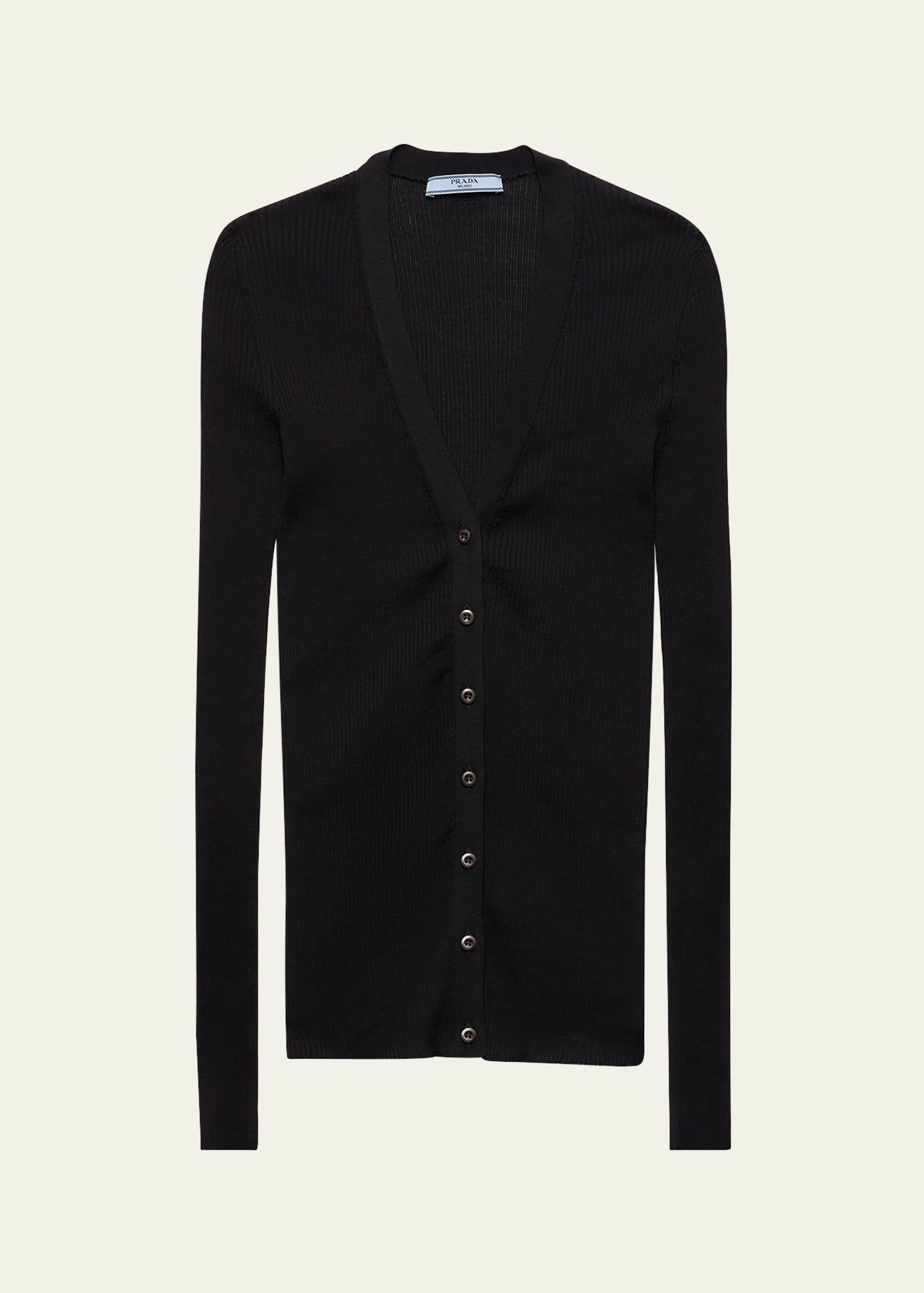 cotton rib v-neck cardigan