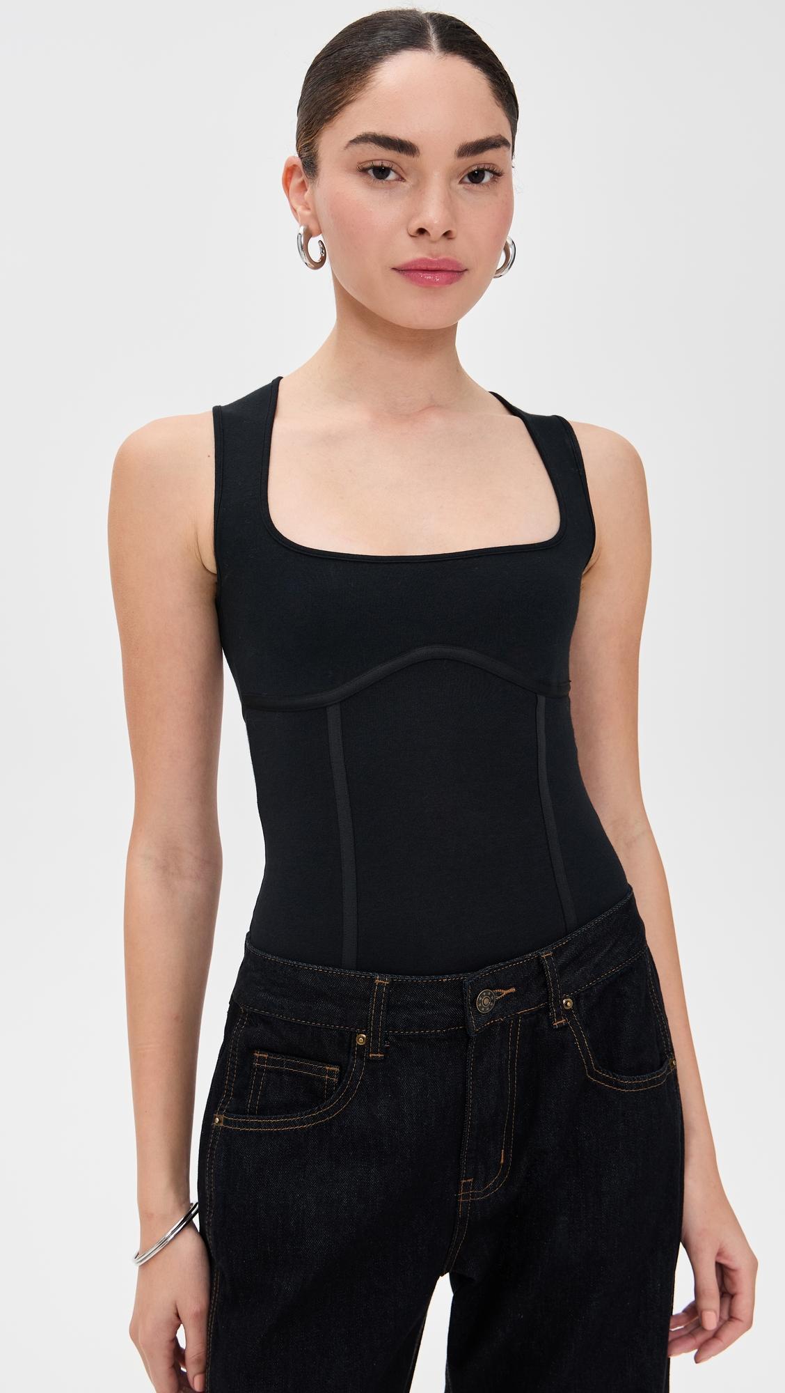 cotton scoop neck thong bodysuit