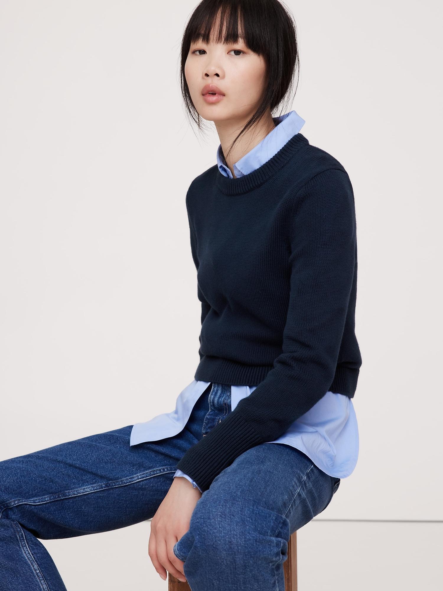 cotton-silk crew-neck sweater