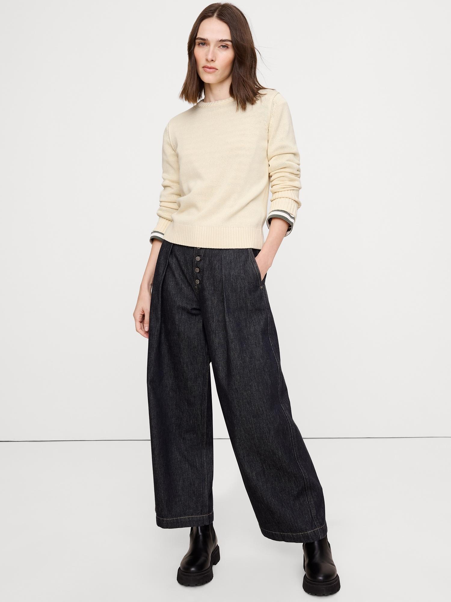 cotton-silk crew-neck sweater