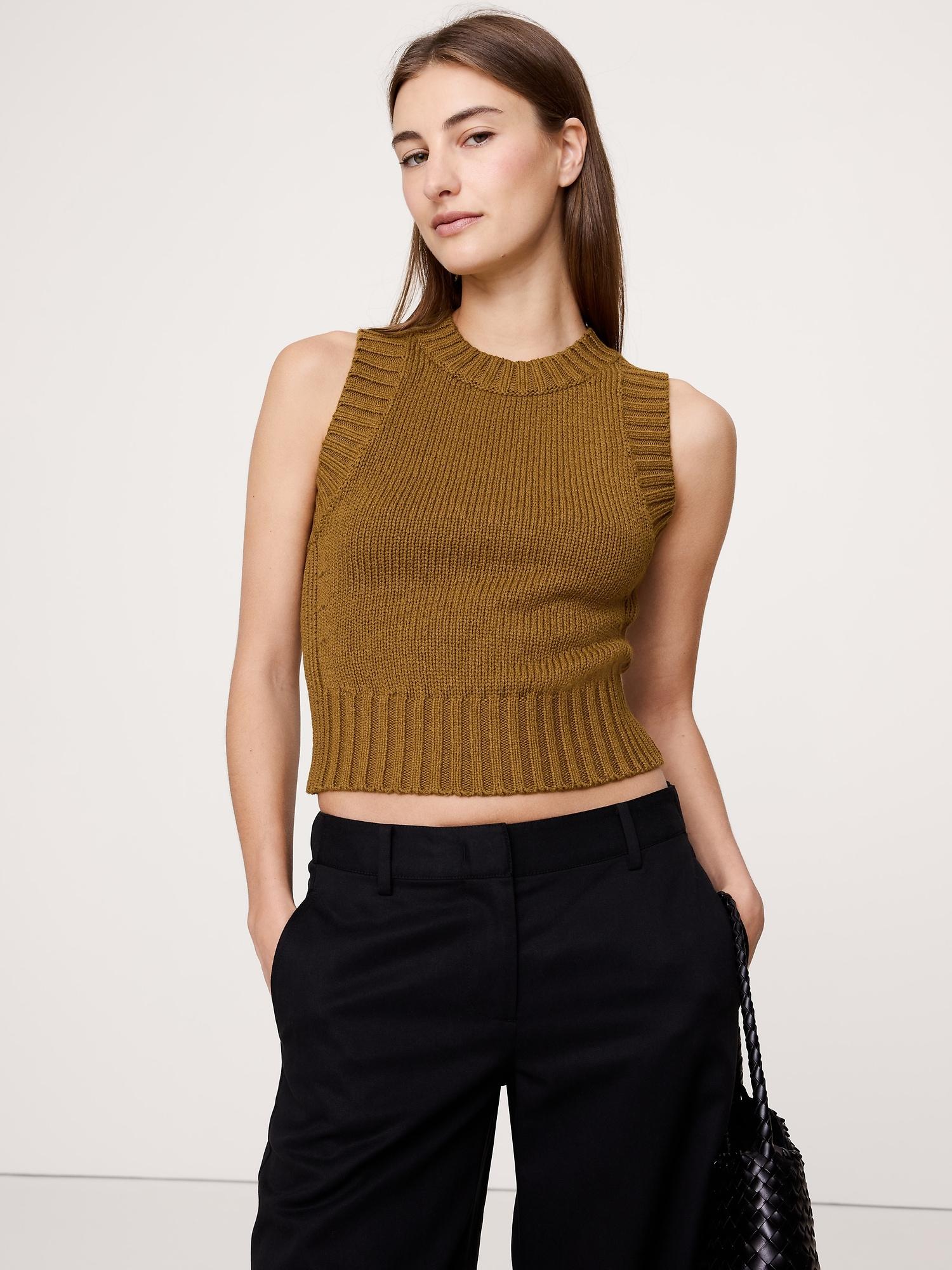 cotton-silk cropped sweater tank