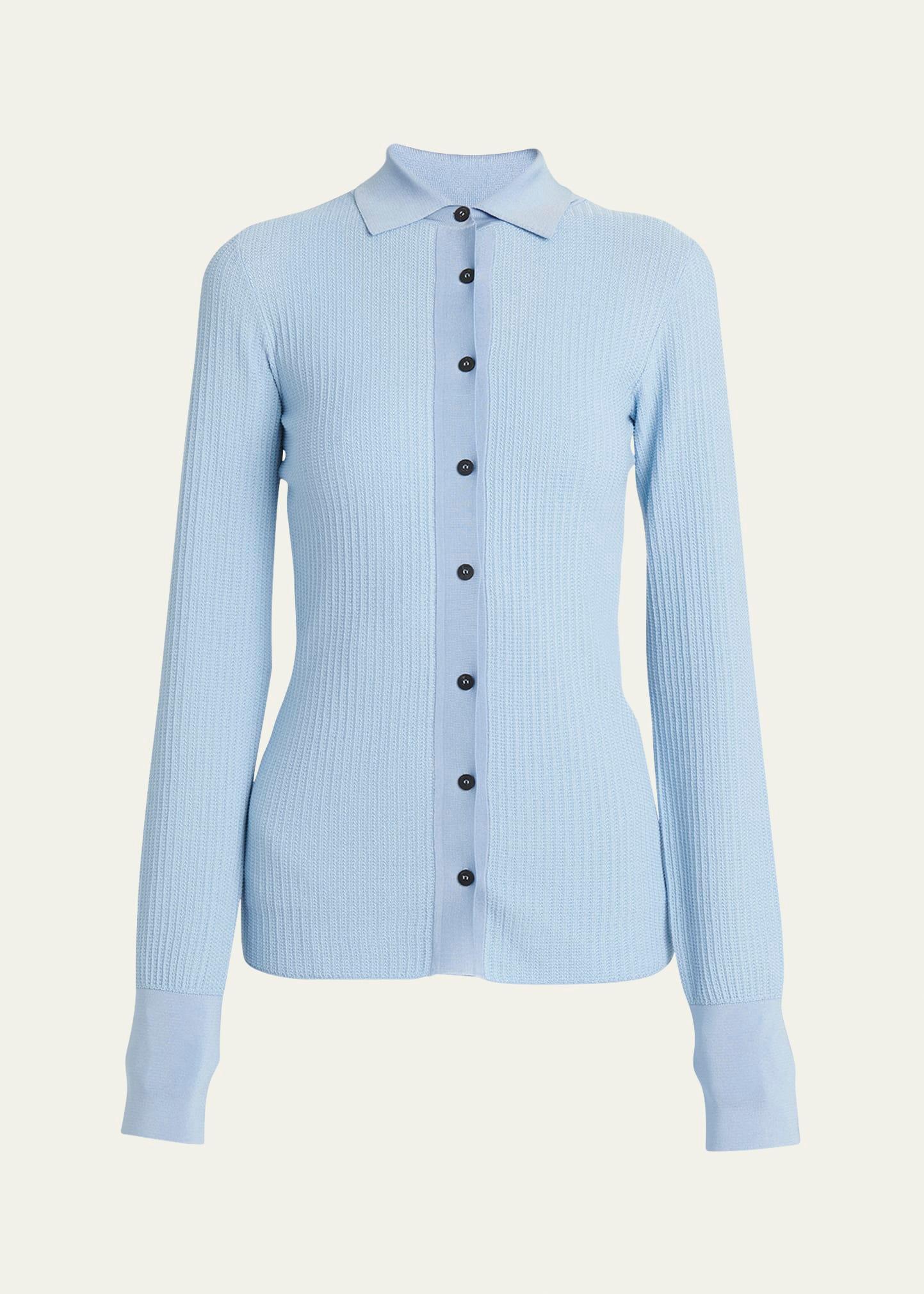 cotton silk micro jacquard cardigan
