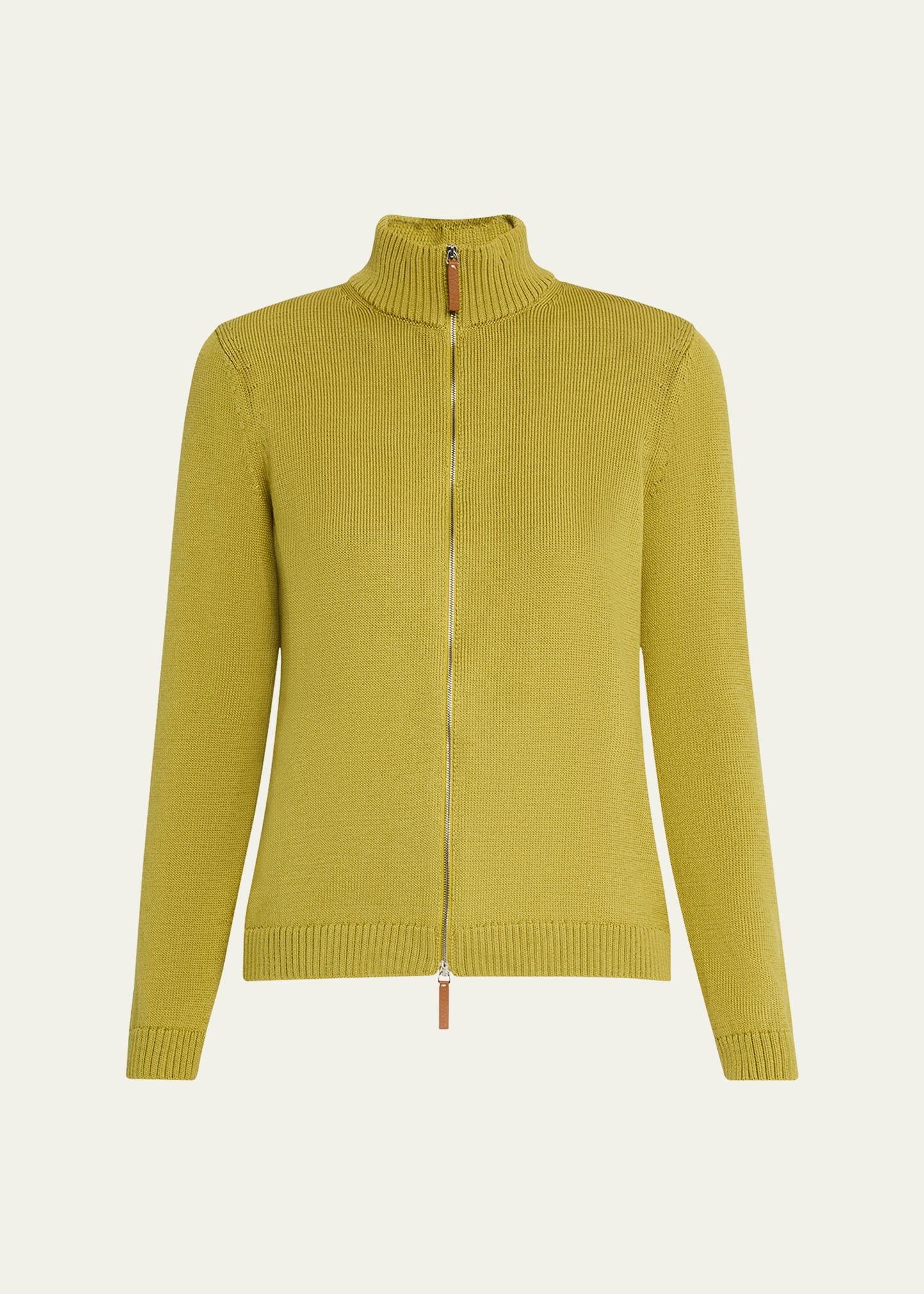 cotton-silk tape fitted bomber sweater