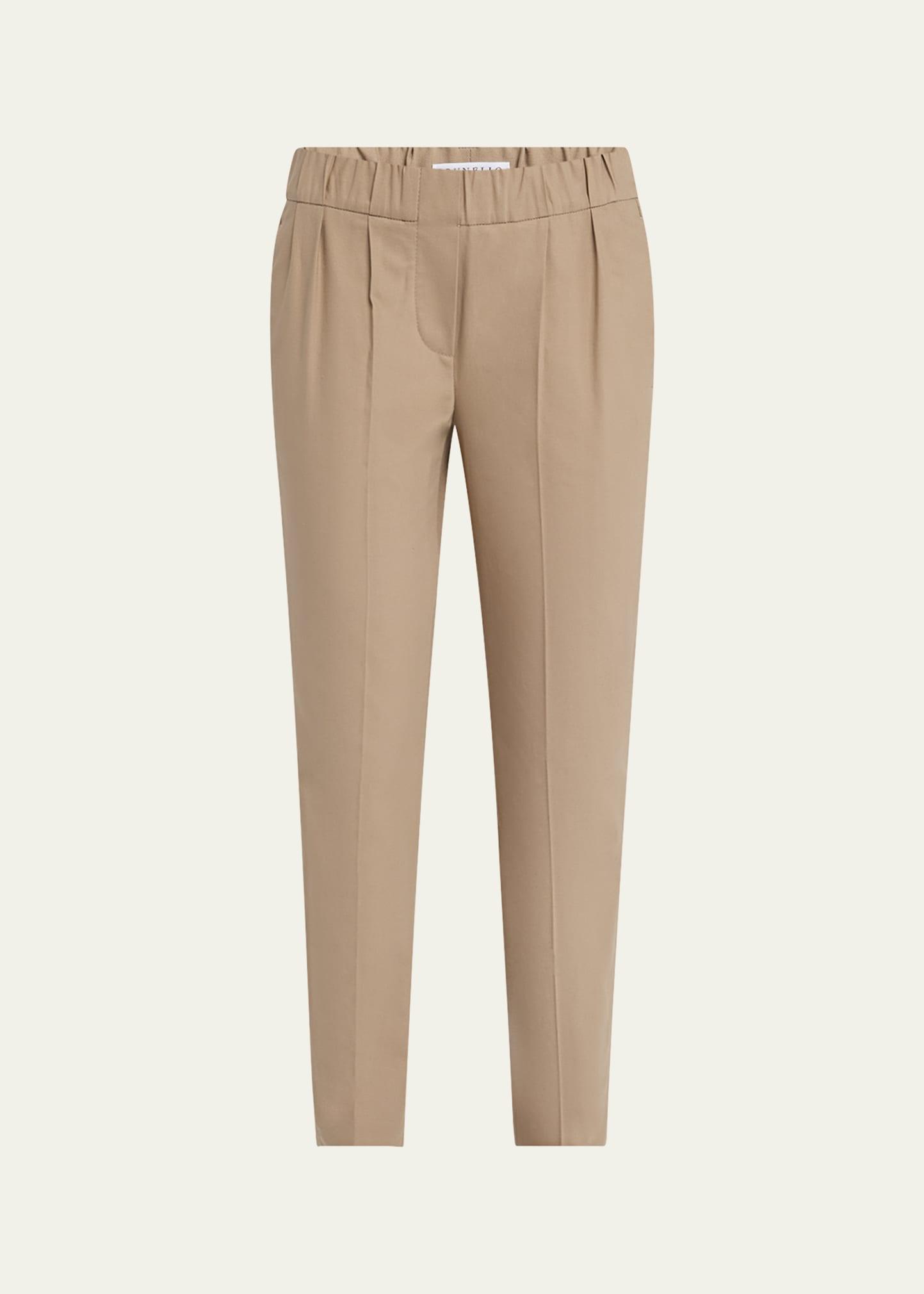 cotton slim-leg ankle pull-on pants