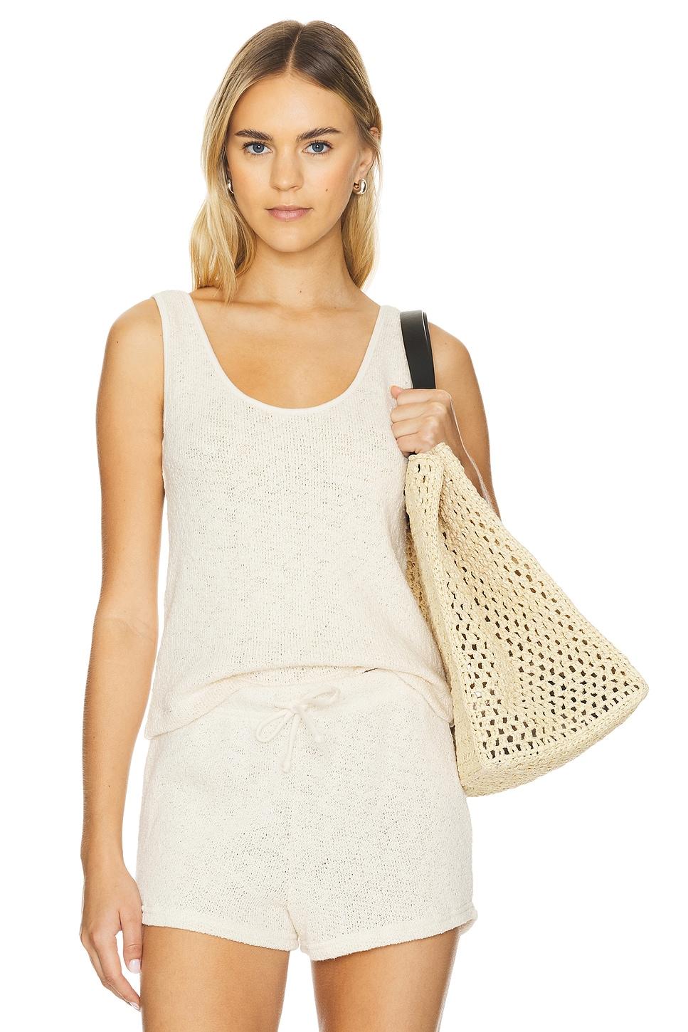 cotton slub mesh tank top