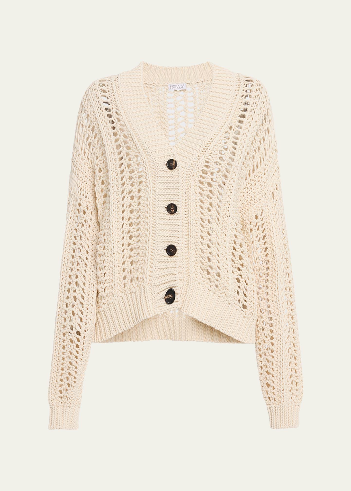 cotton springtime net button front cardigan