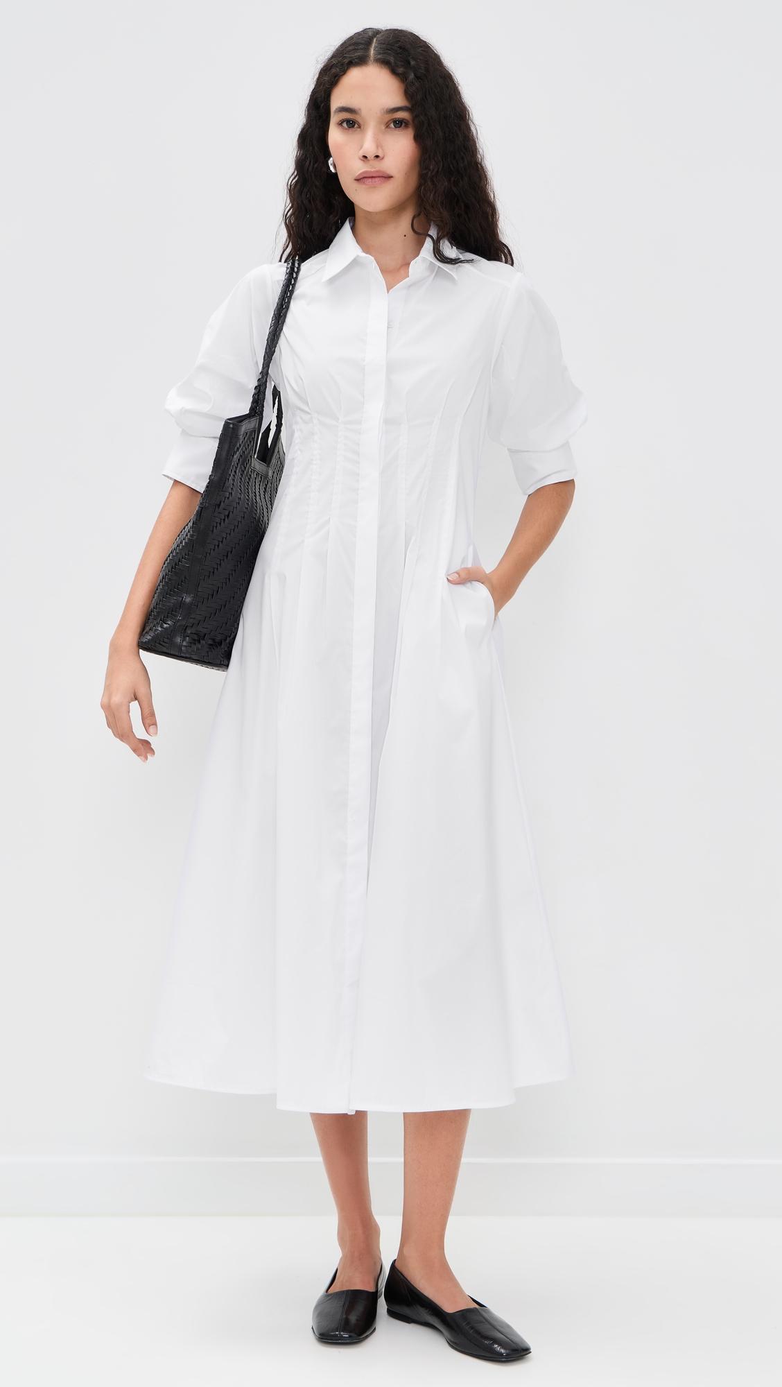 cotton stretch 3/4 sleeve shirt dress
