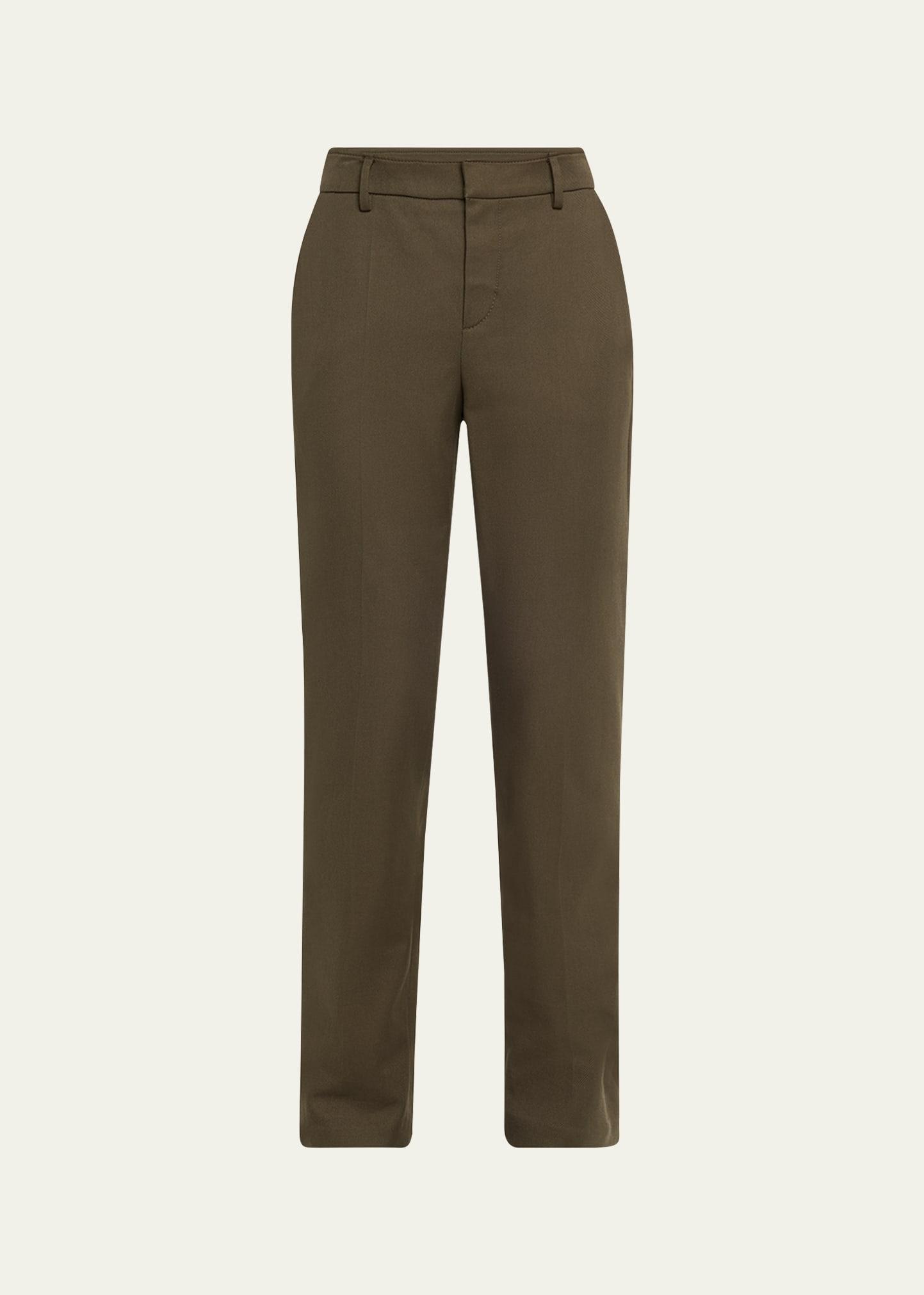 cotton stretch slim-leg cigarette pants with slits