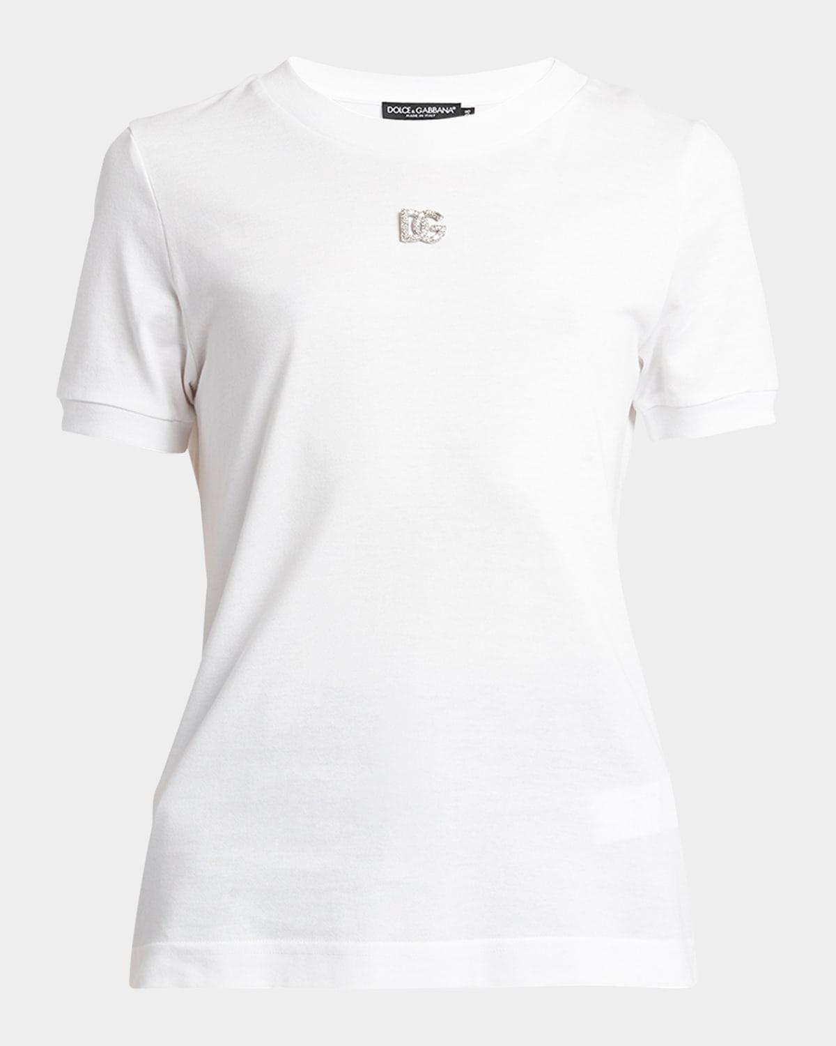 cotton t-shirt with strass crystal logo