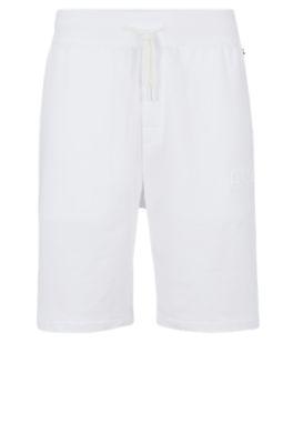 cotton-terry loungewear shorts with embossed logo- white men's loungewear