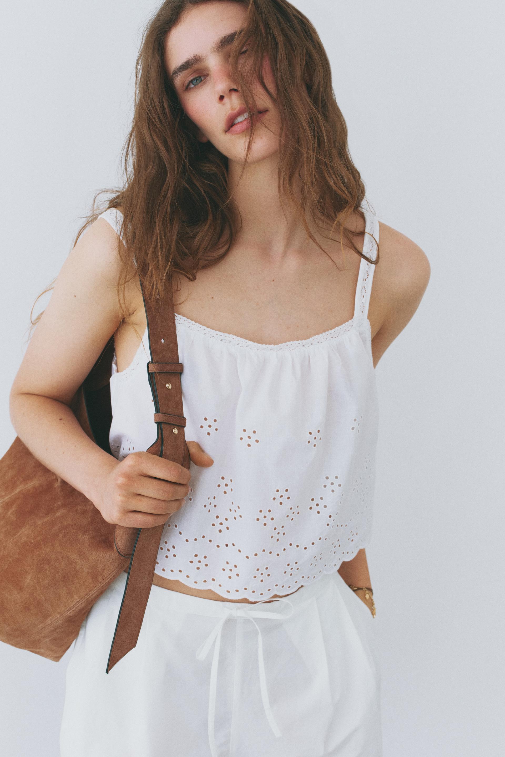 cotton top with eyelet embroidery