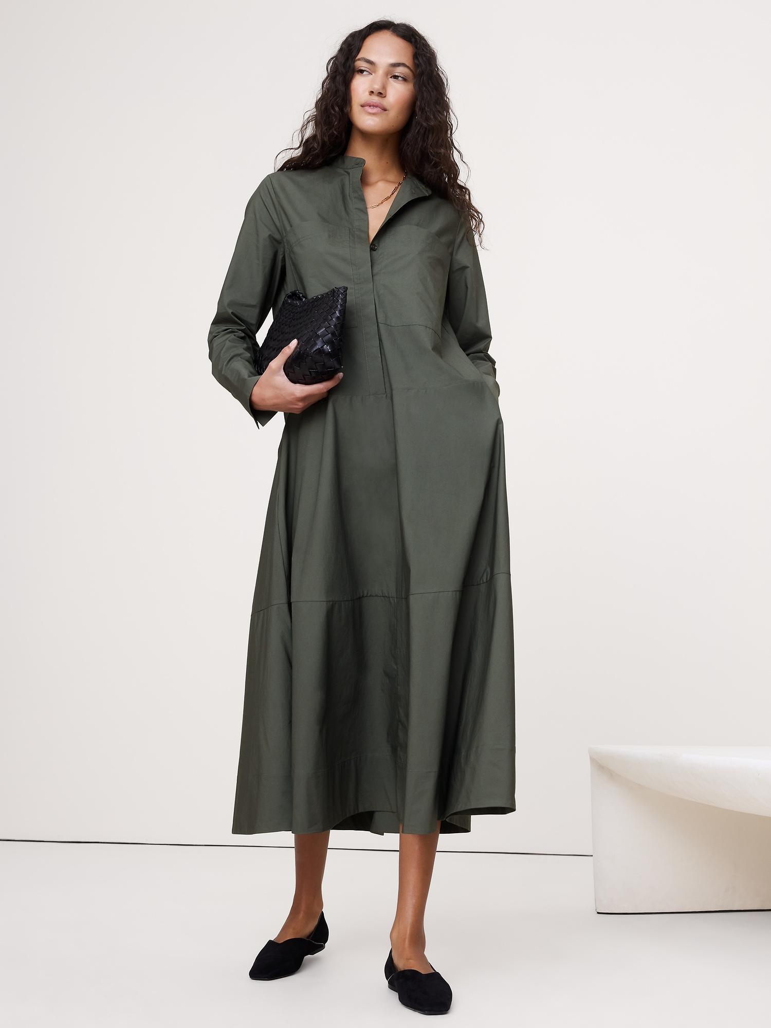 cotton trapeze shirtdress