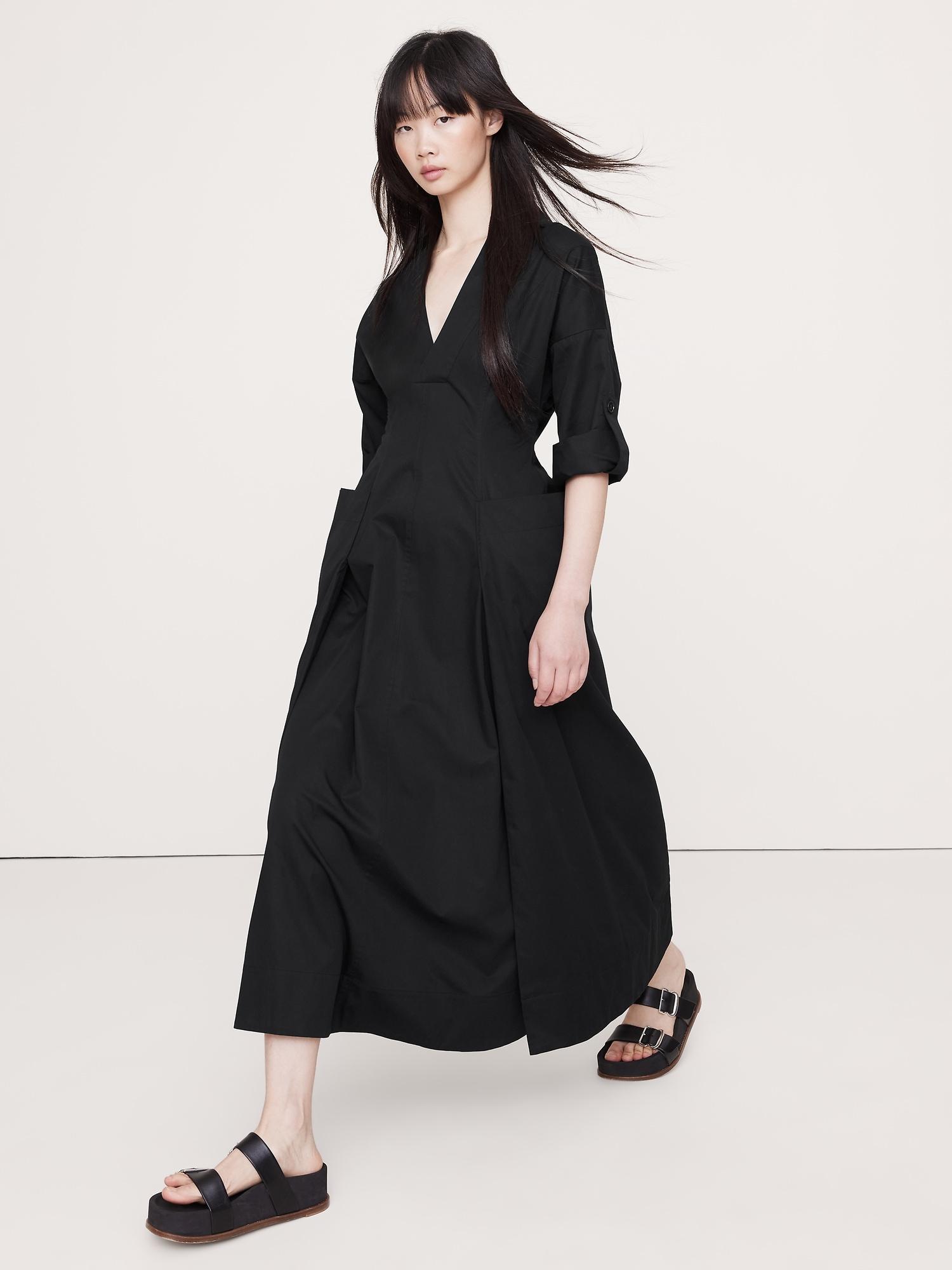 cotton twill maxi dress