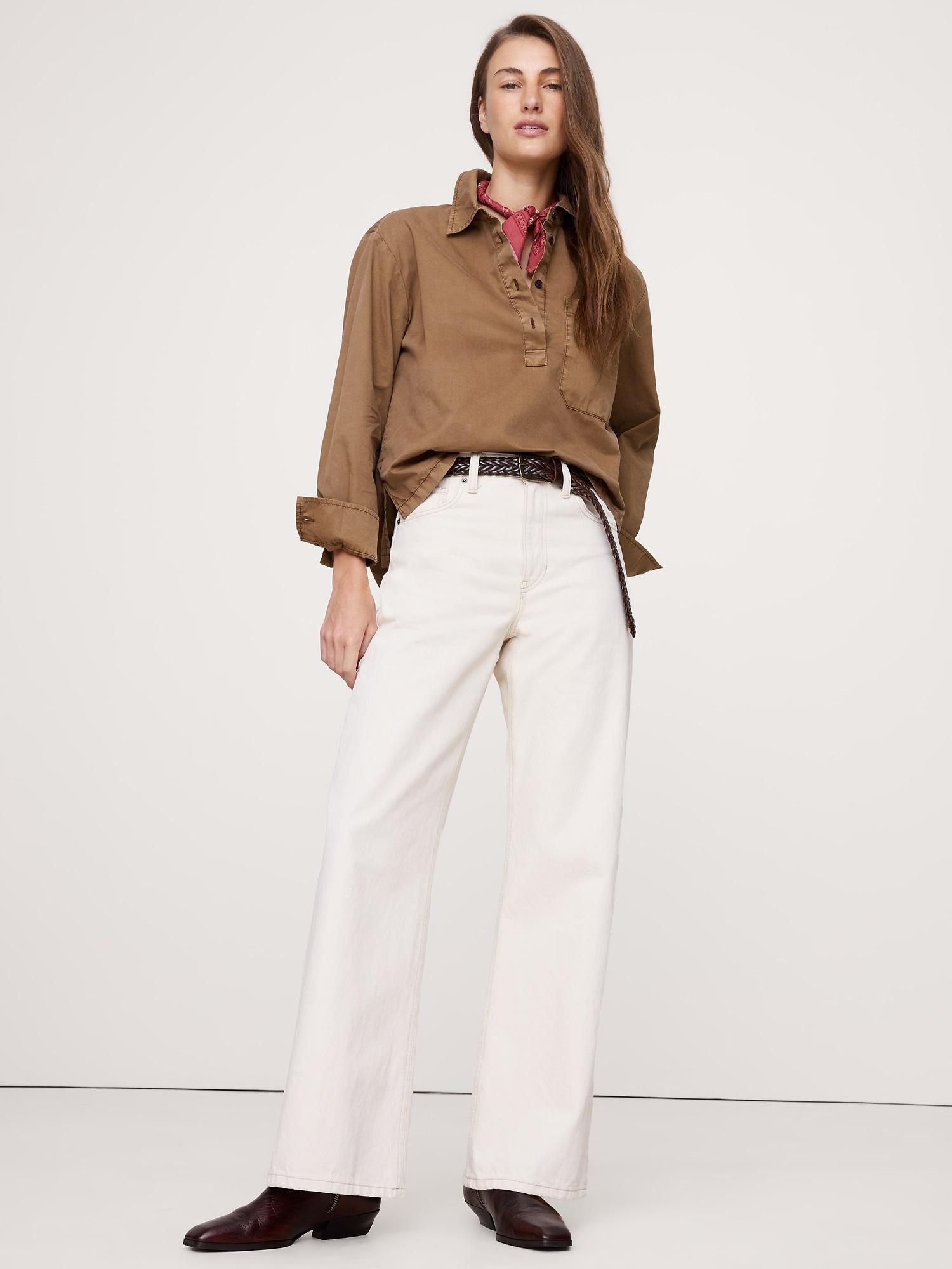 cotton twill popover shirt