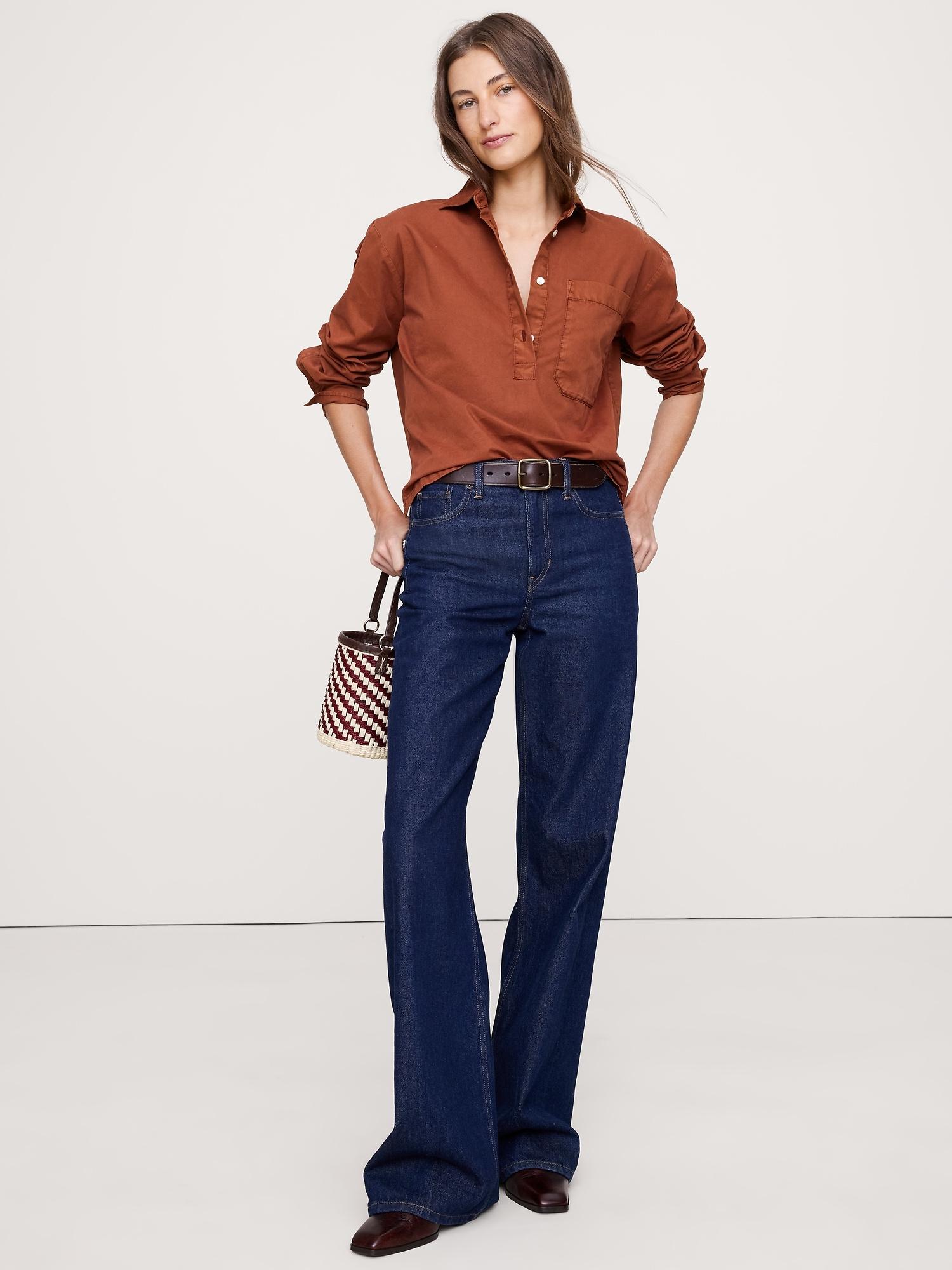 cotton twill popover shirt