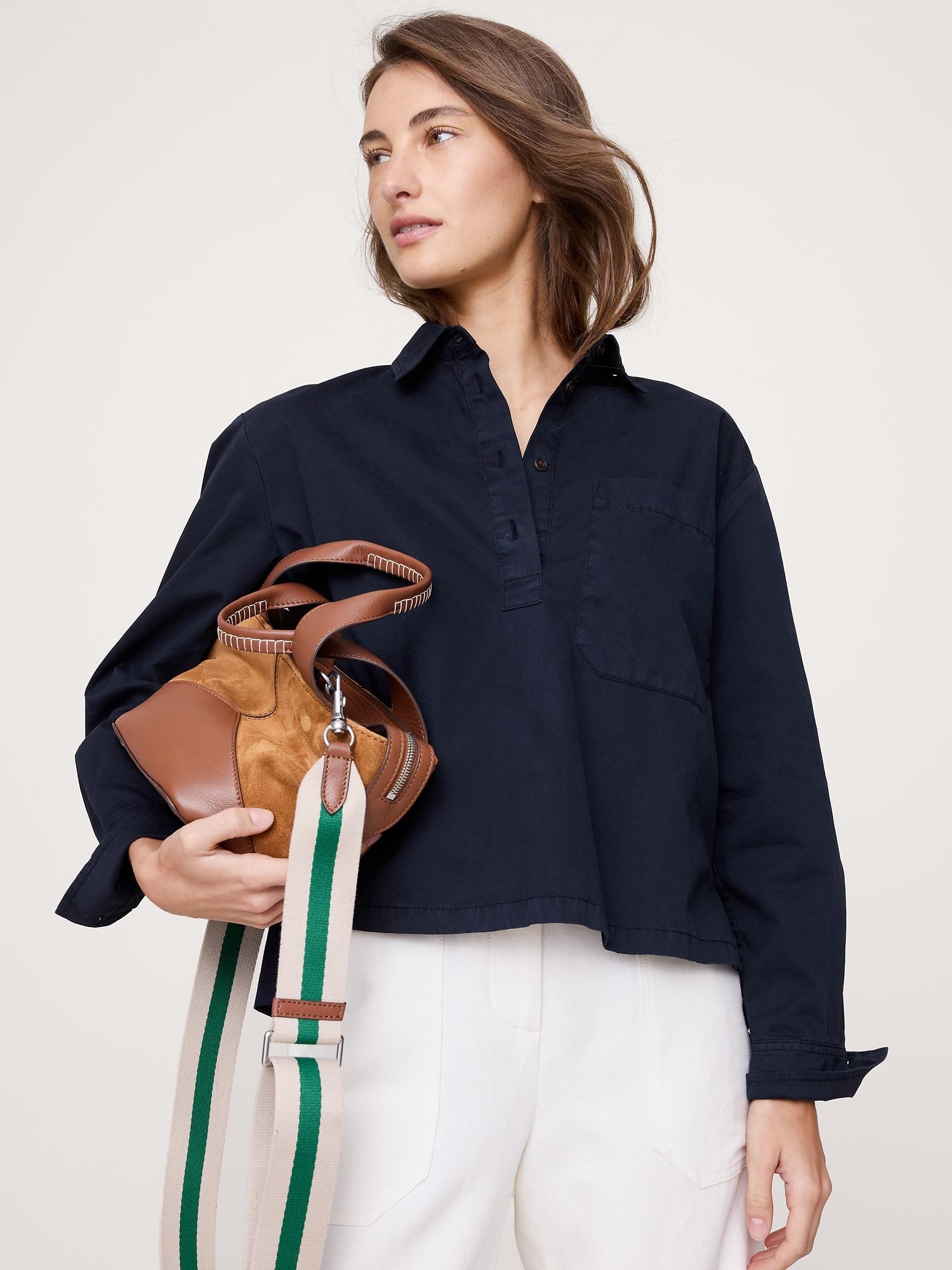 cotton twill popover shirt