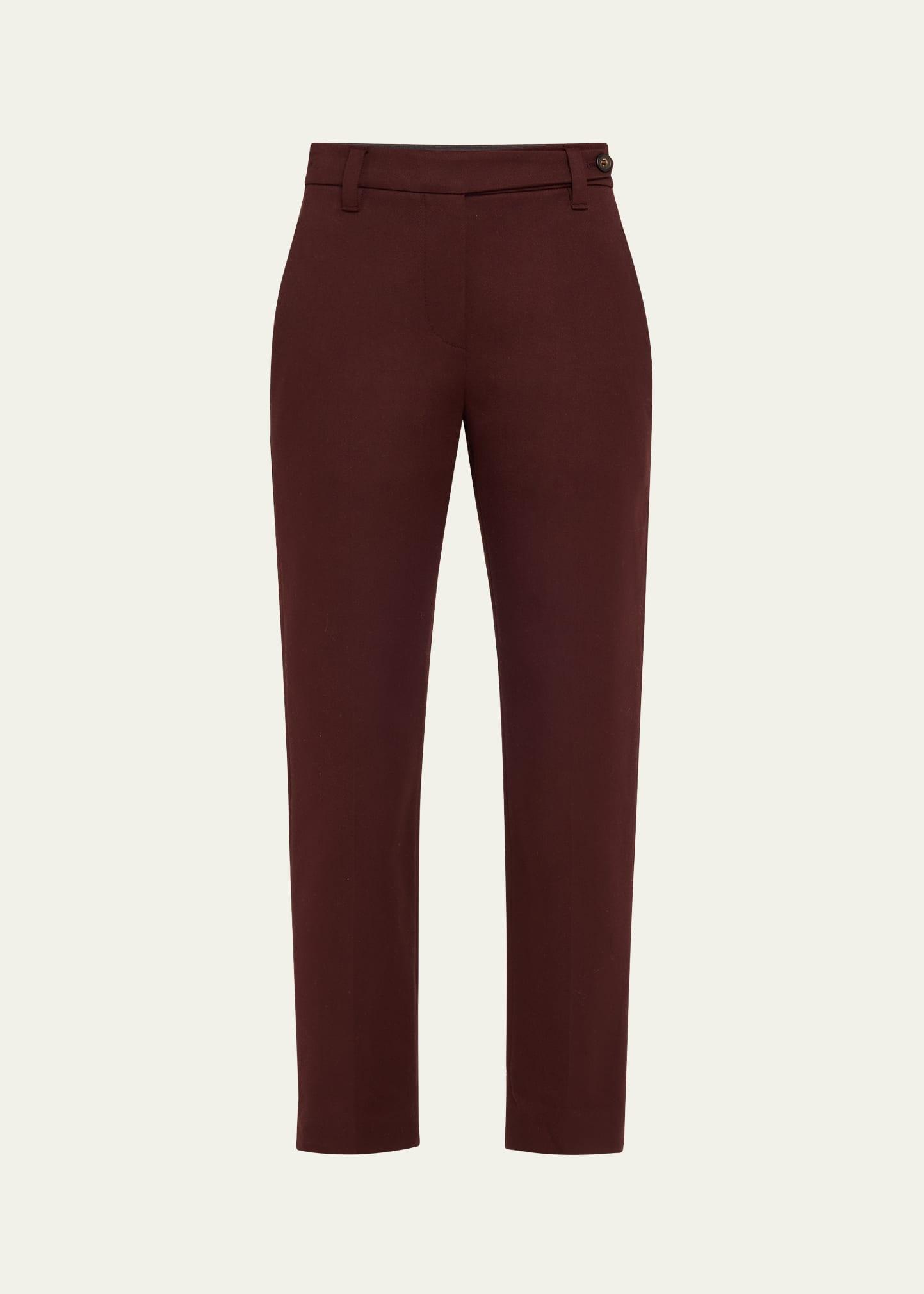 cotton twill slim-leg ankle pants