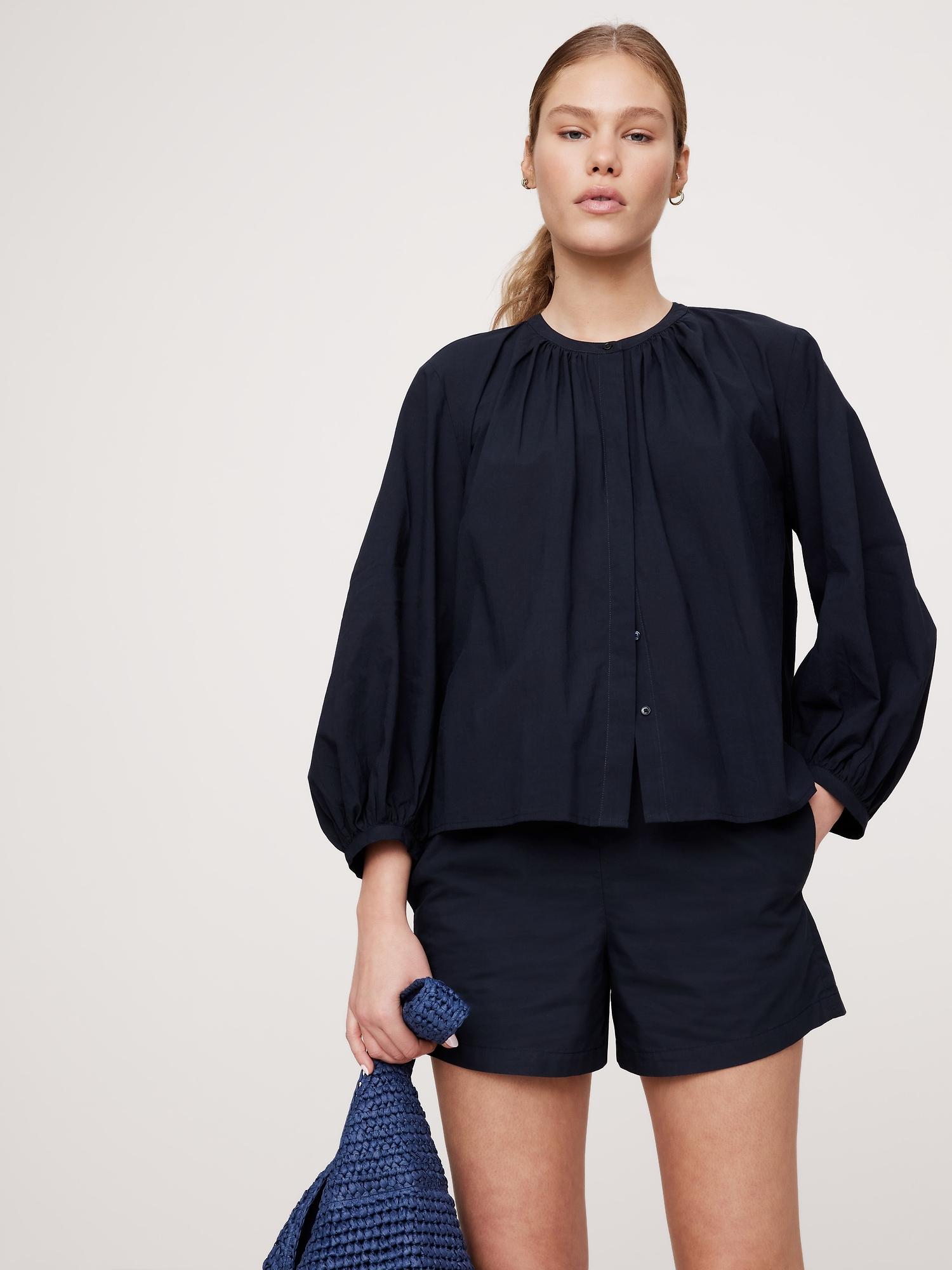 cotton voile shirred blouse