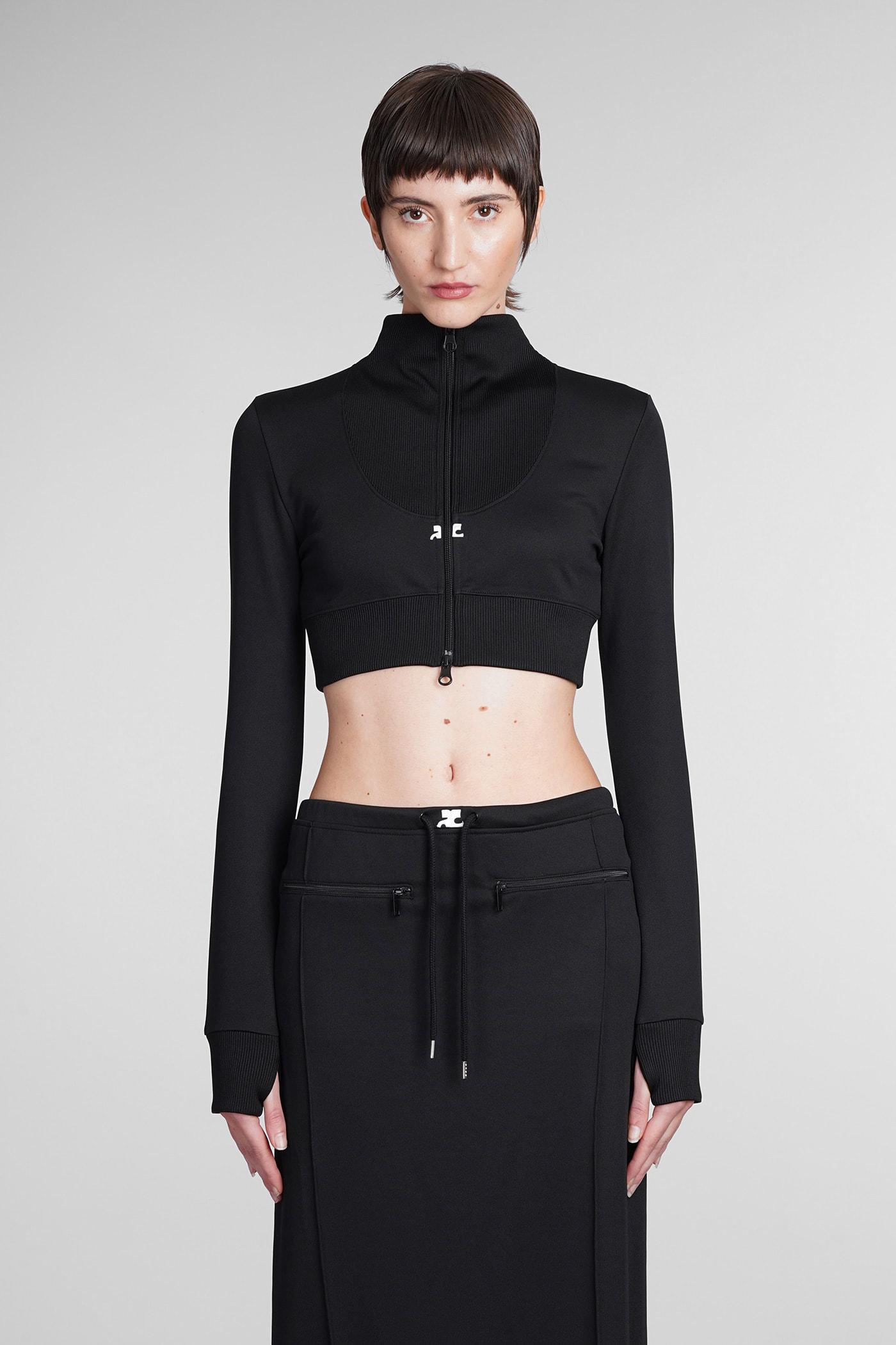 courrèges black polyester sweatshirt