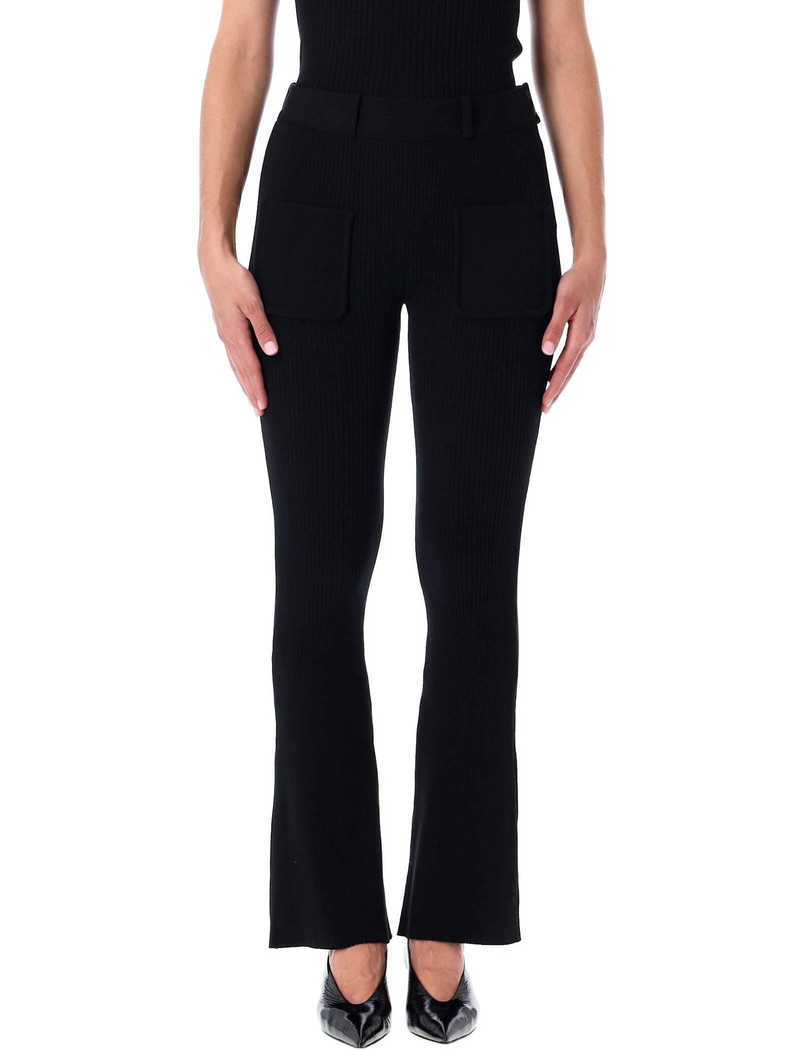 courrèges black rib-knit pants with pockets