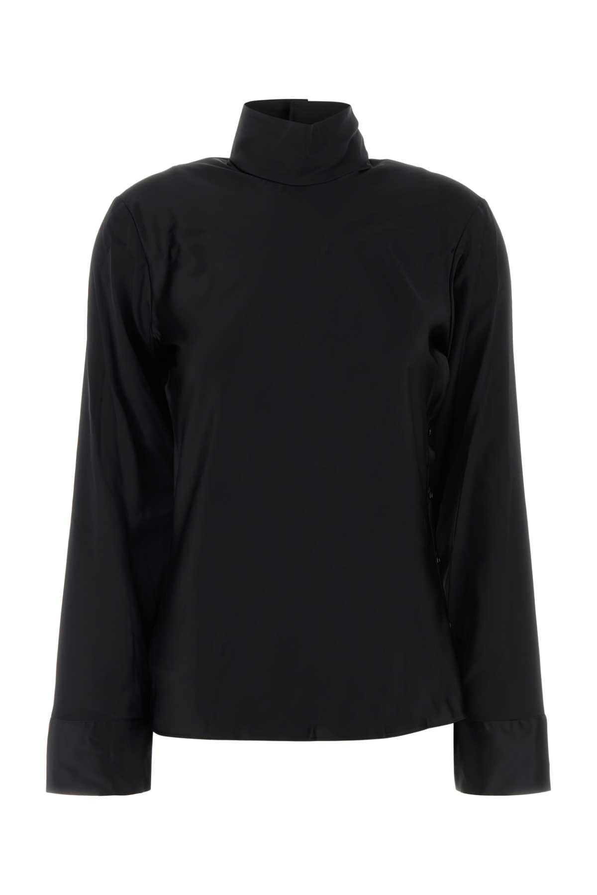 courrèges black stretch satin top