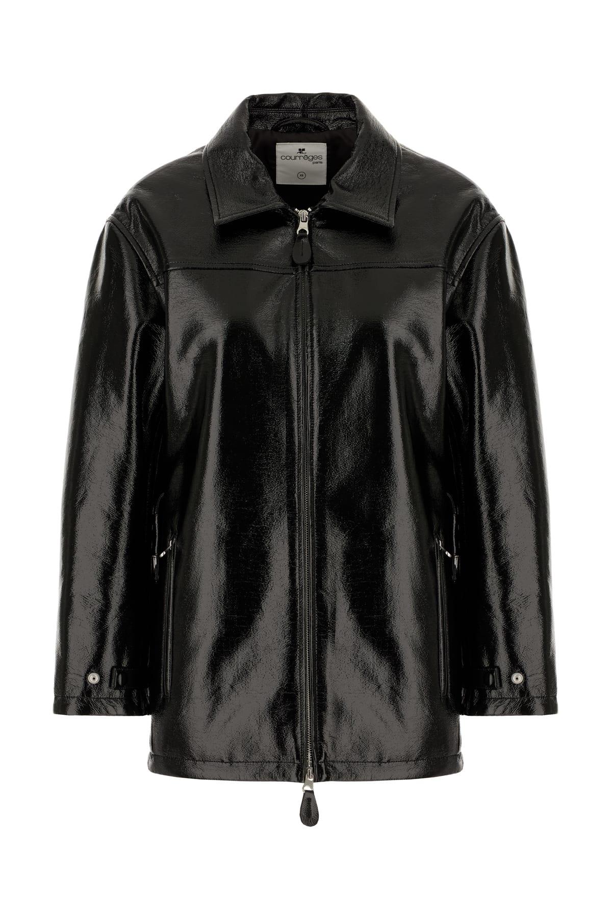courrèges black synthetic leather jacket