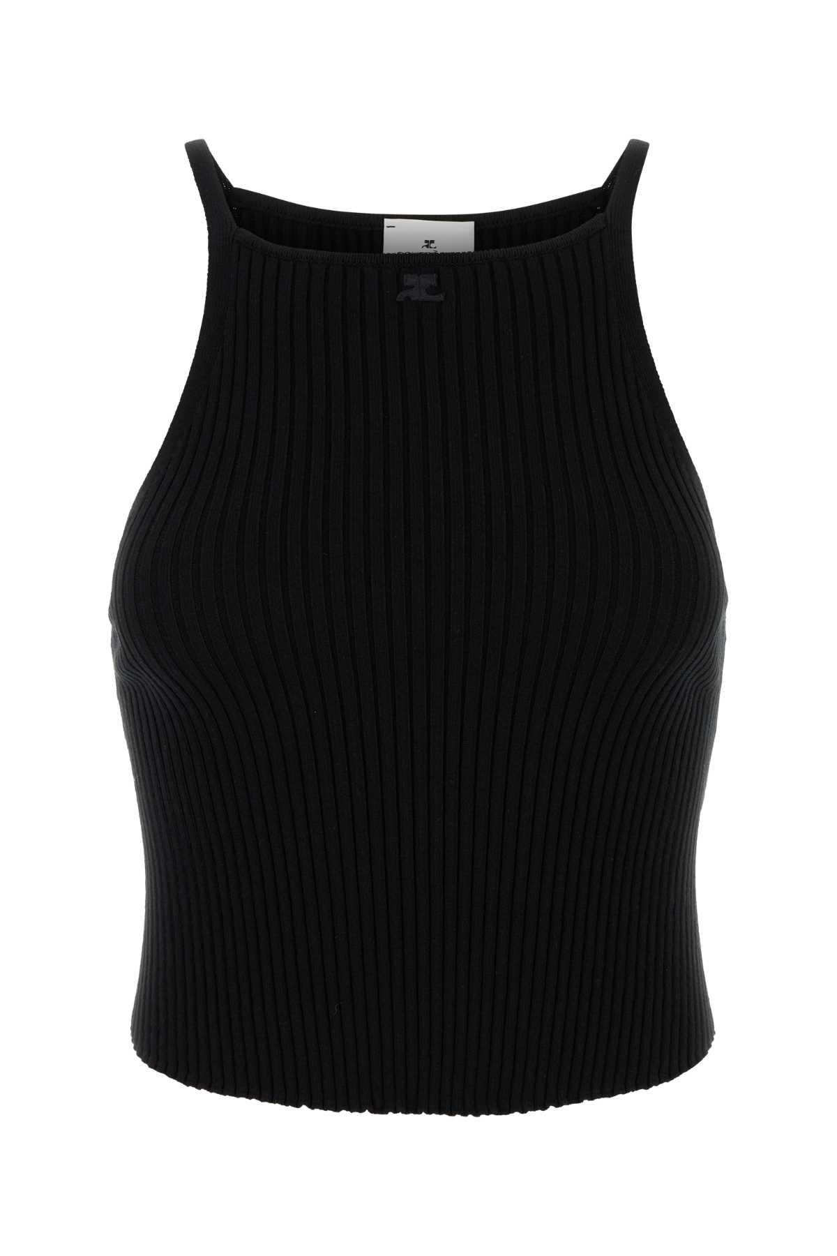 courrèges black viscose blend tank top