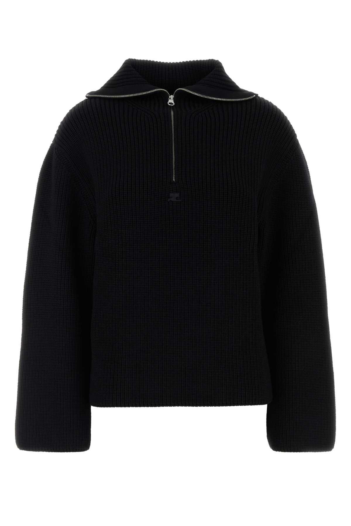 courrèges black wool oversize sweater