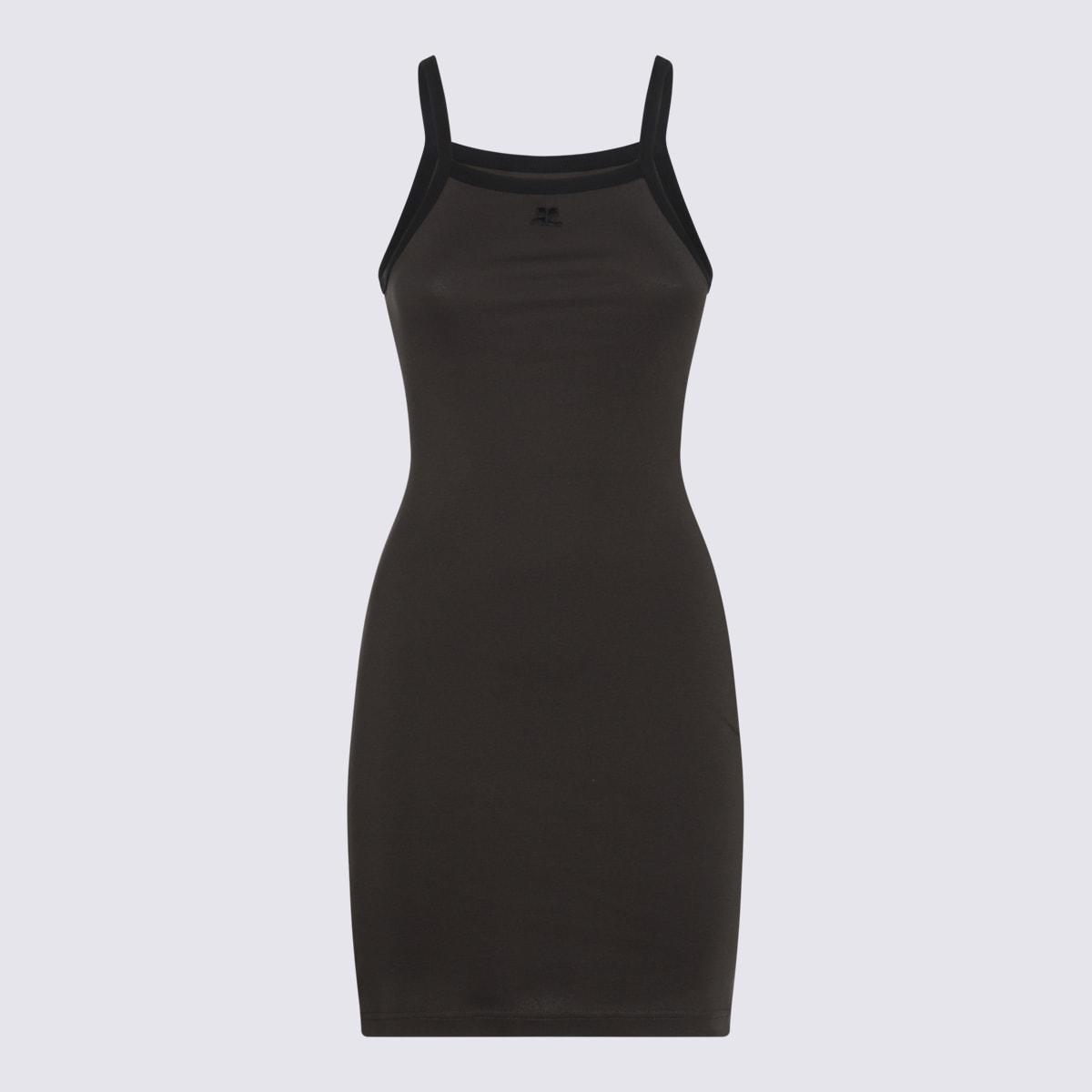 courrèges brown cotton mini dress