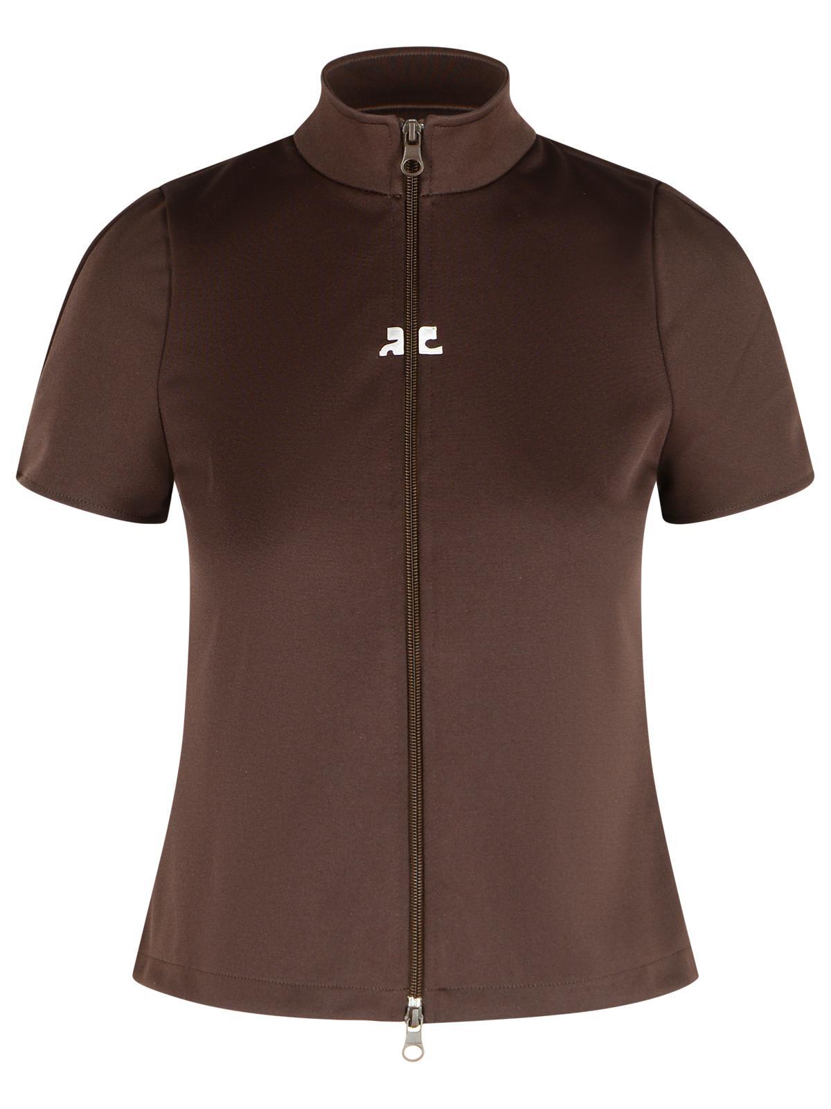 courrèges brown polyester t-shirt