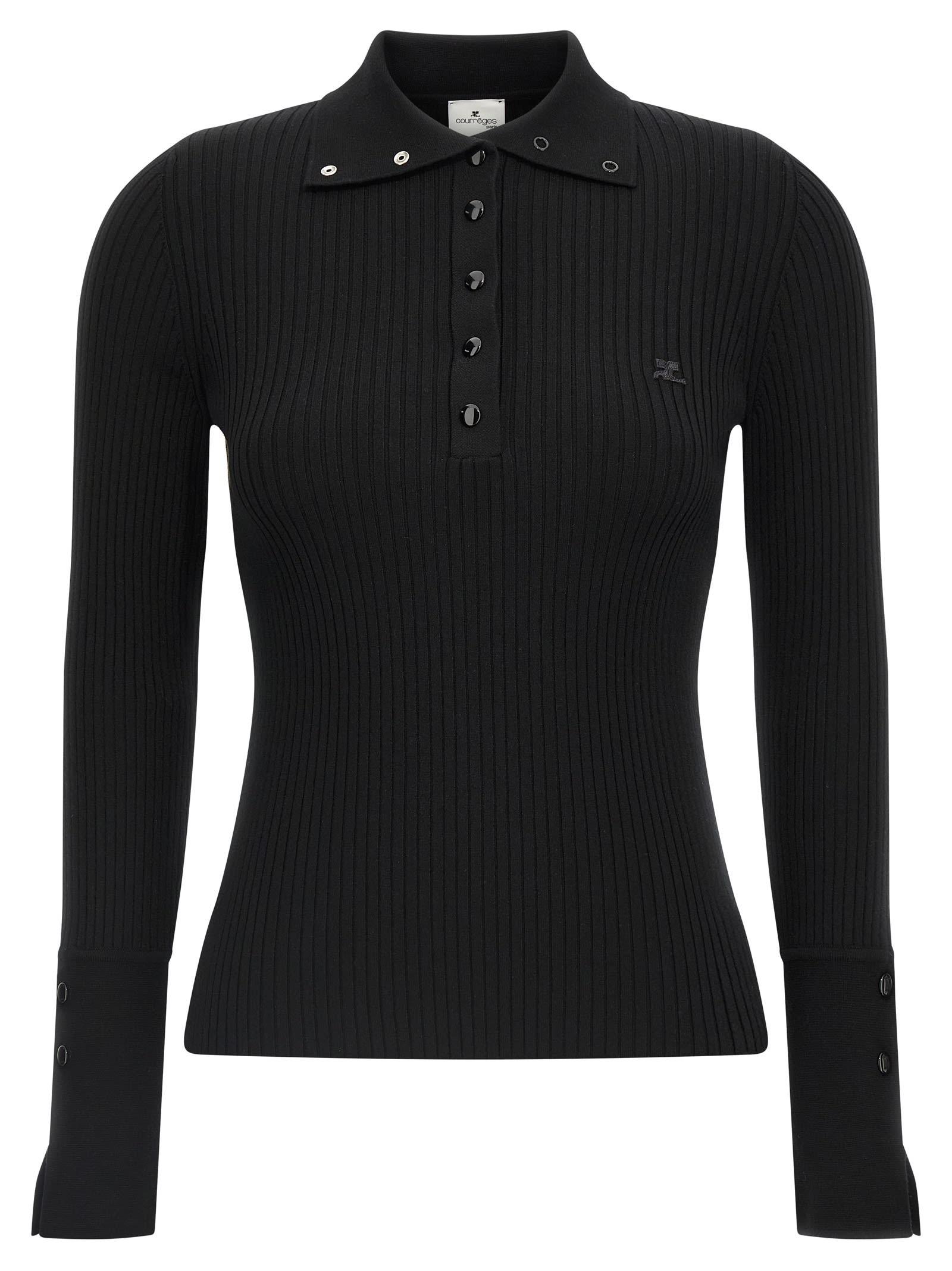 courrèges classic rib polo shirt