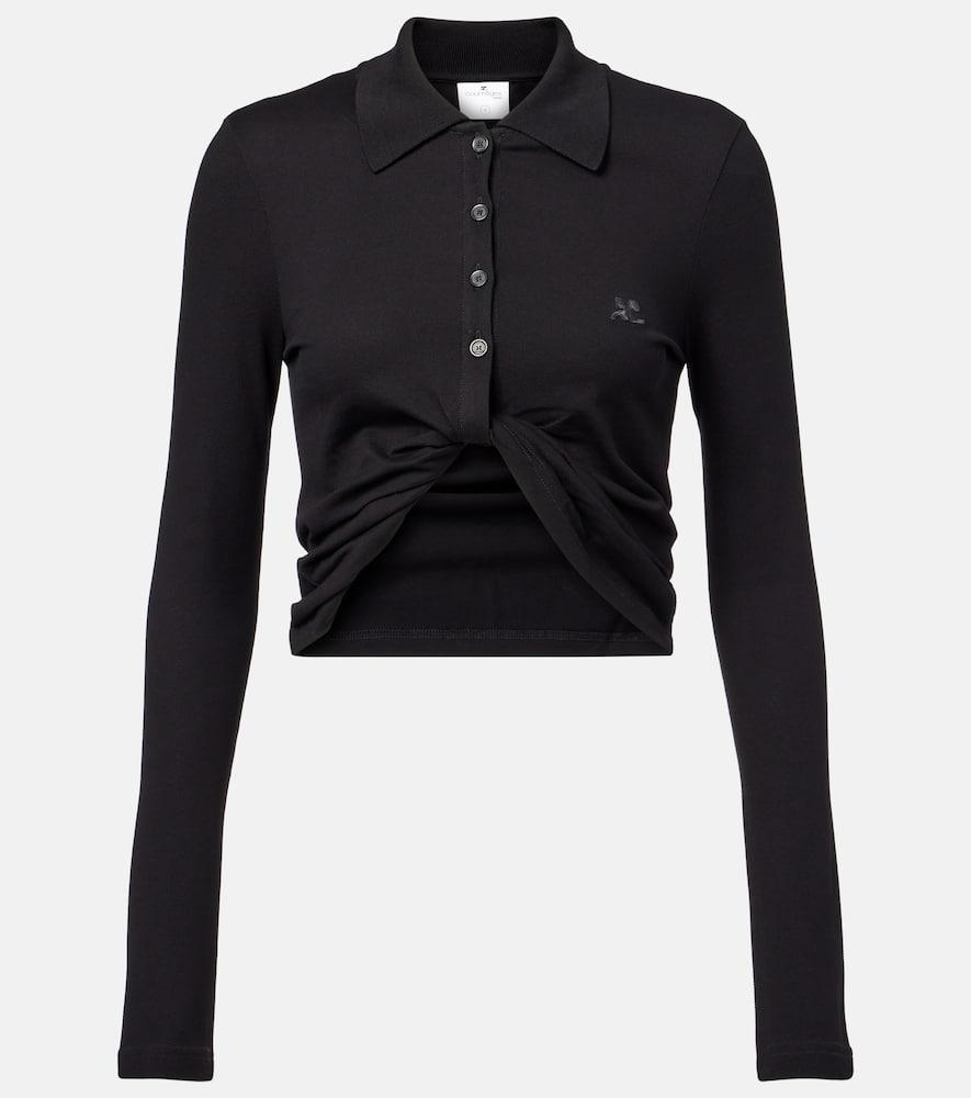 courrèges cropped cotton polo shirt