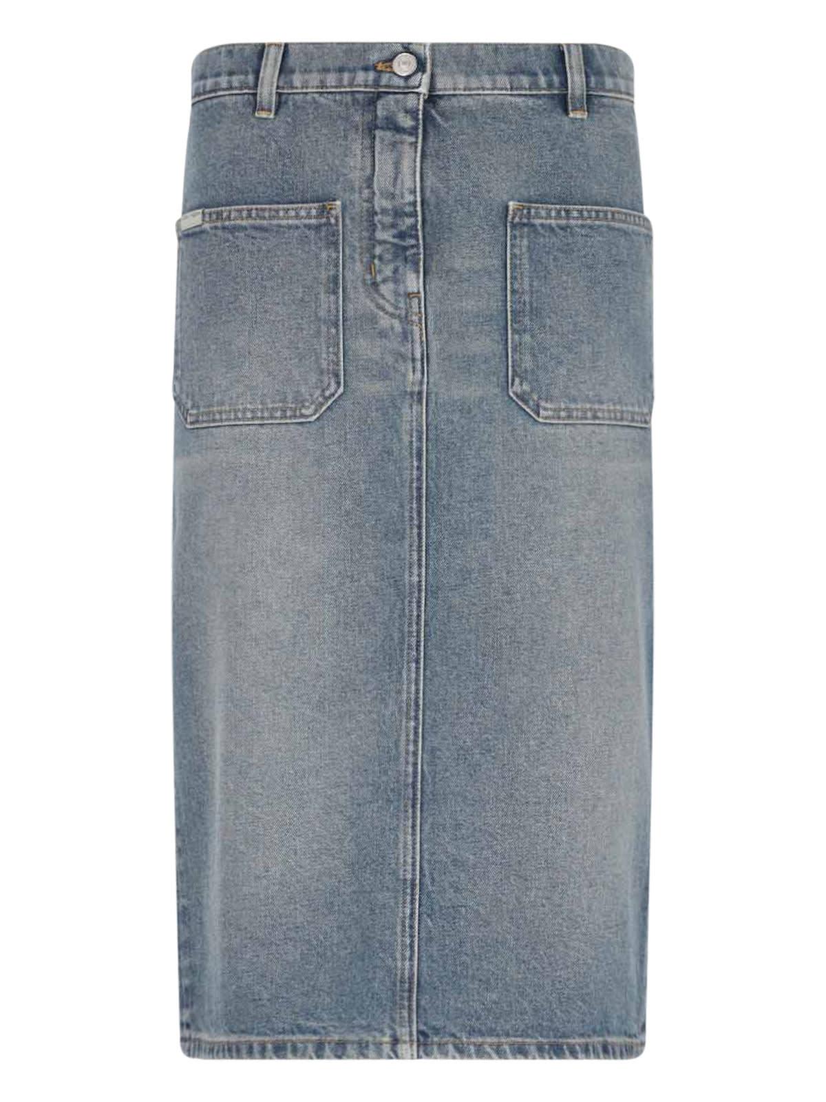 courrèges denim midi skirt