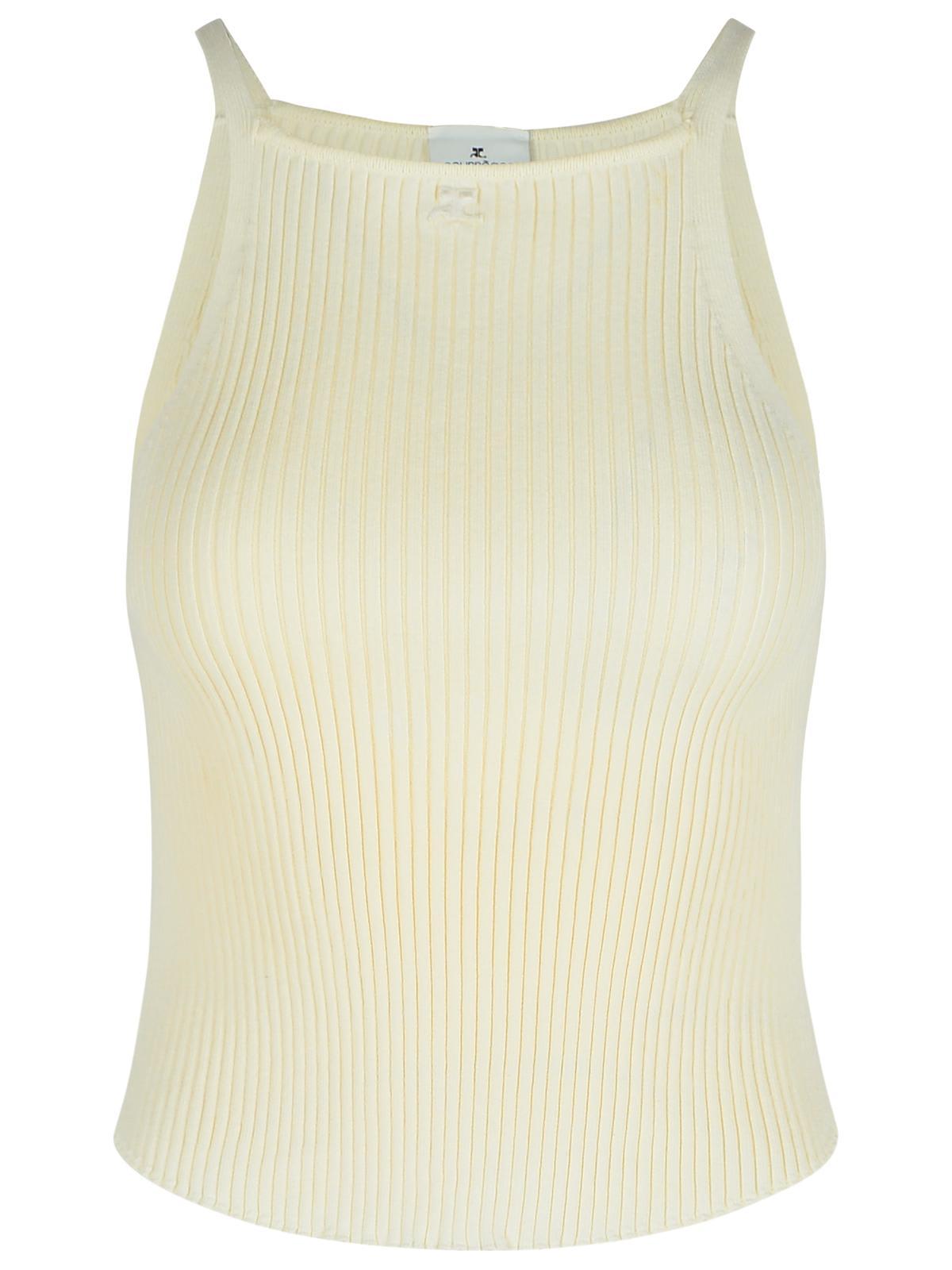 courrèges ivory viscose blend top