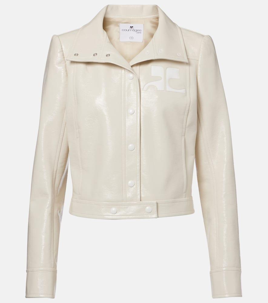 courrèges logo faux leather jacket