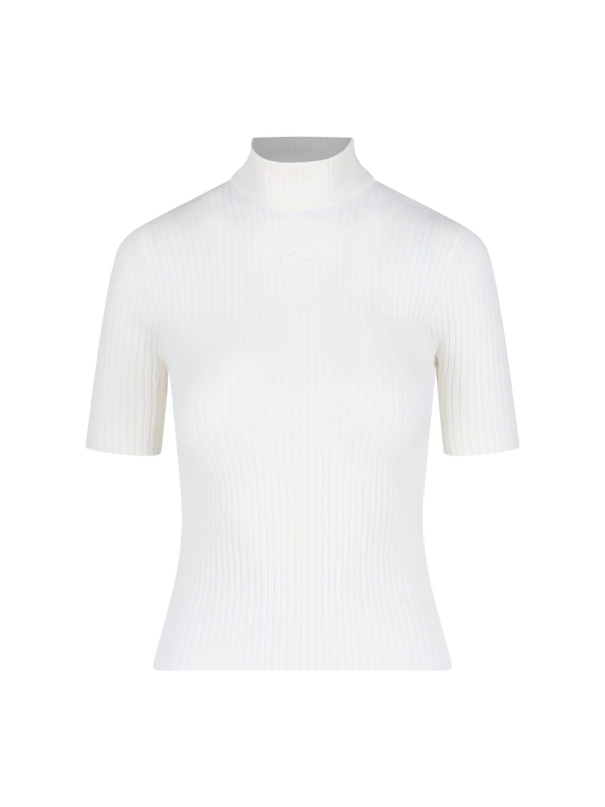 courrèges logo ribbed top