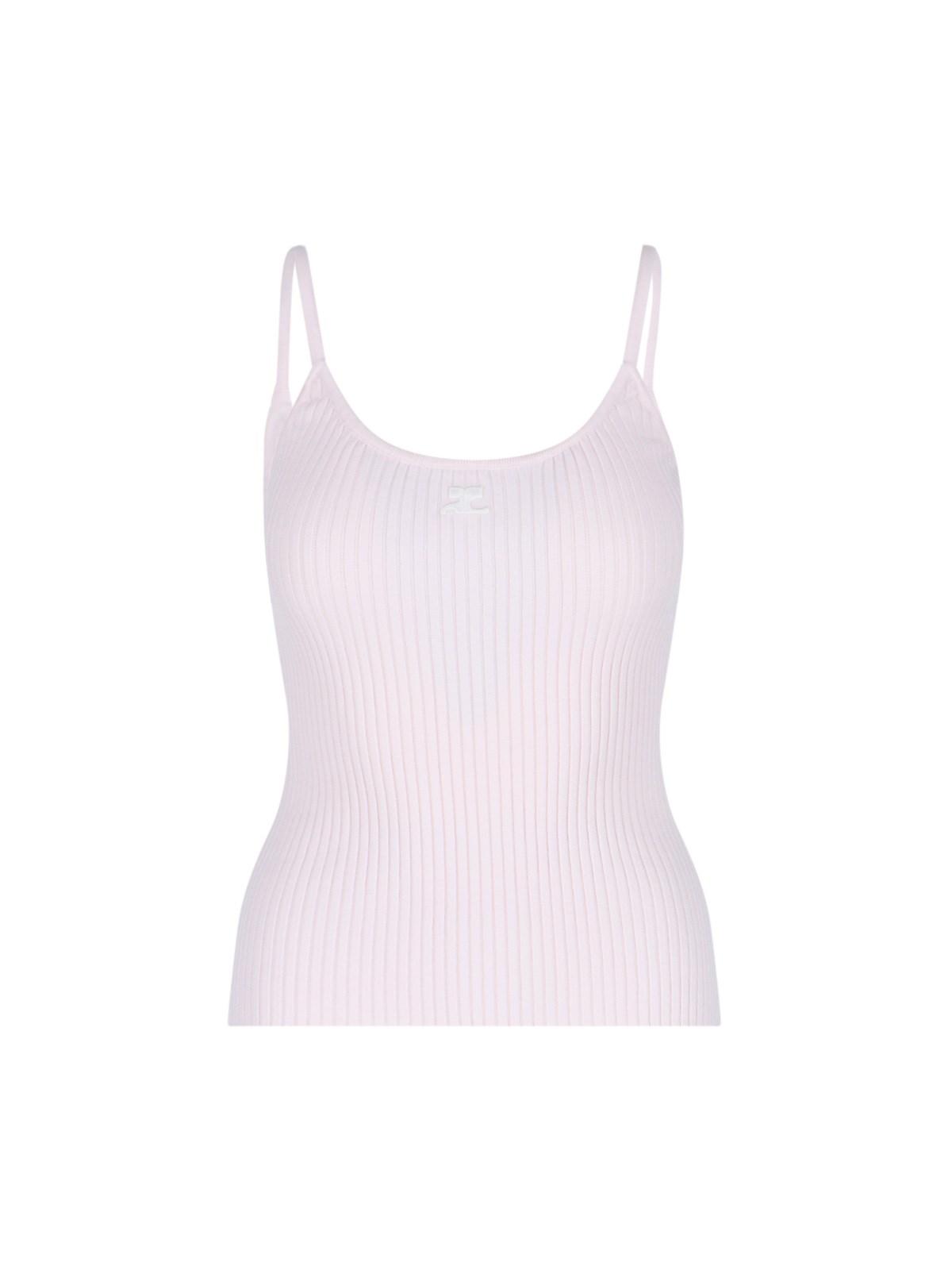 courrèges logo ribbed top