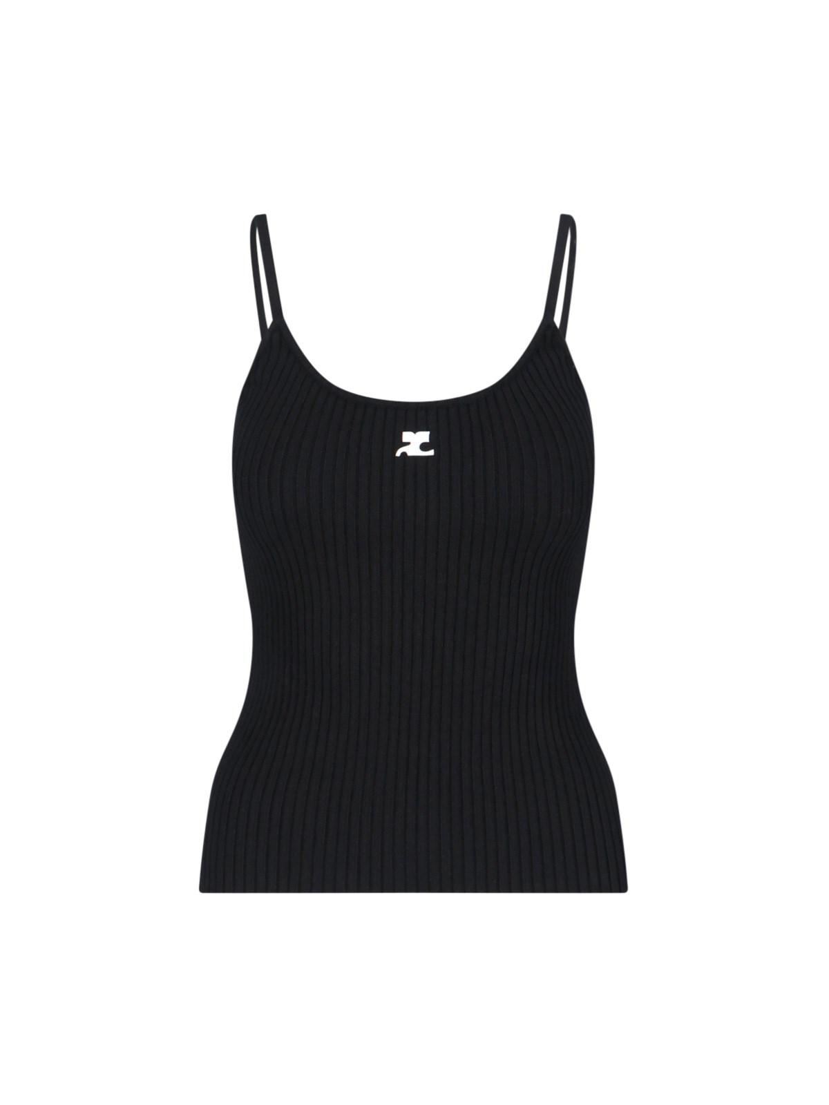 courrèges logo ribbed top