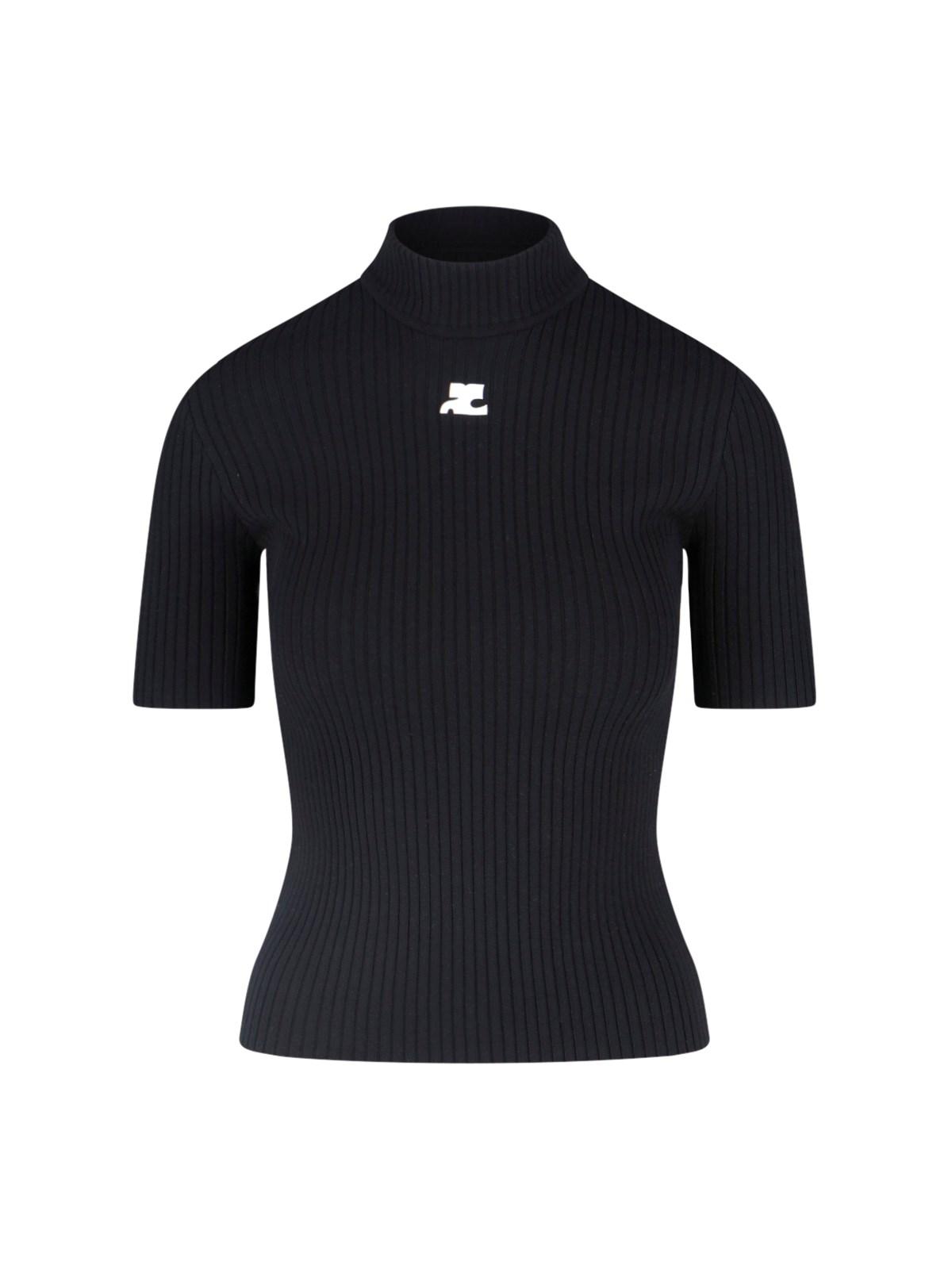 courrèges logo ribbed top