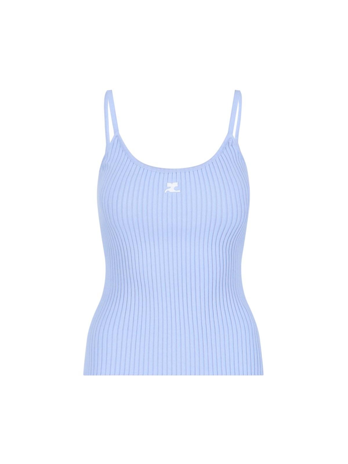 courrèges logo ribbed top